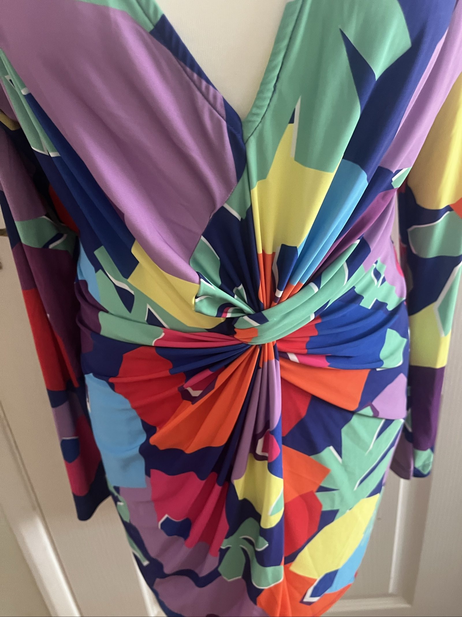 Dancing Leopard Multi Colour Geometric Print Knot Front Dress Size 12 image 2