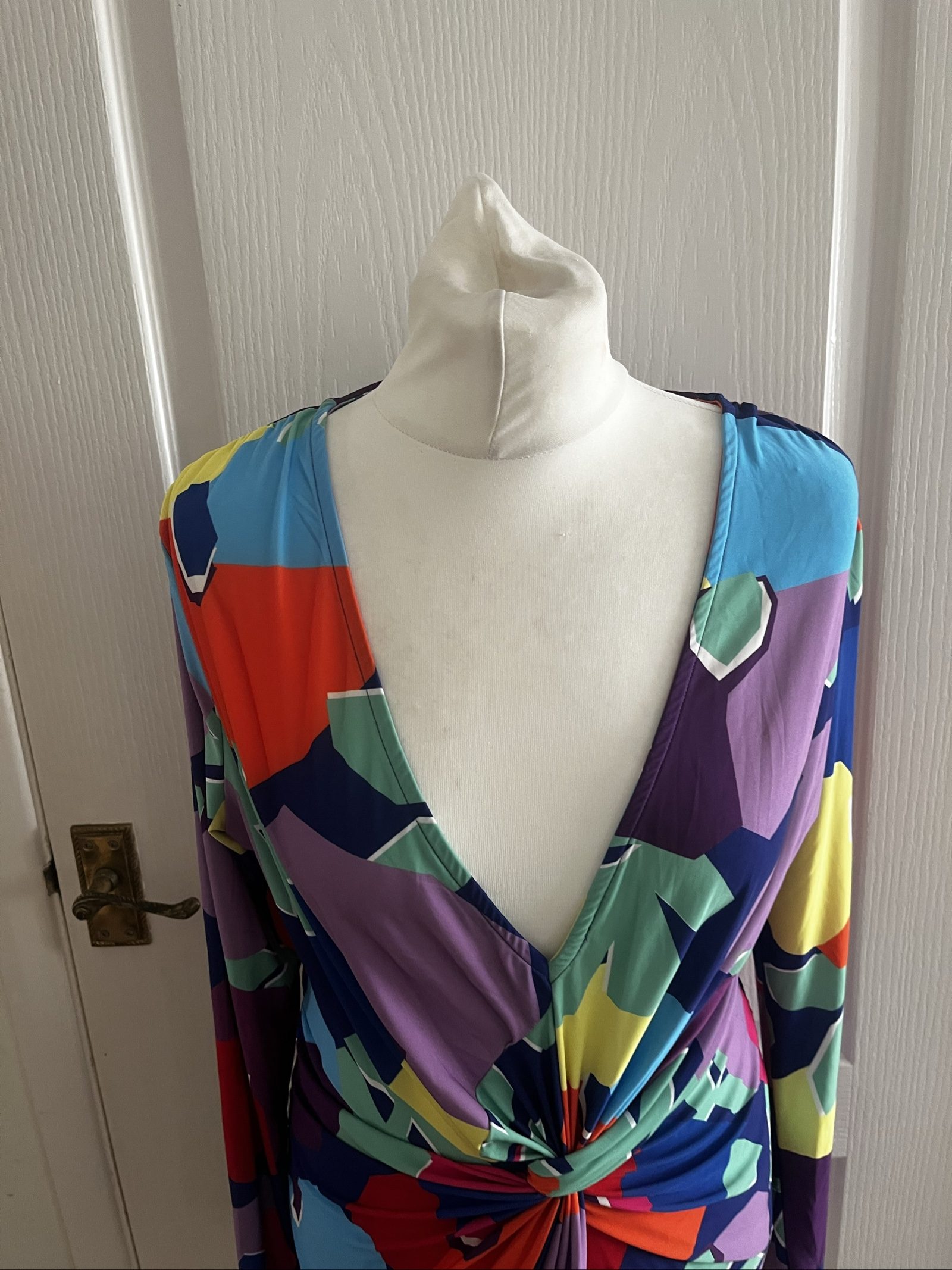 Dancing Leopard Multi Colour Geometric Print Knot Front Dress Size 12 image 3