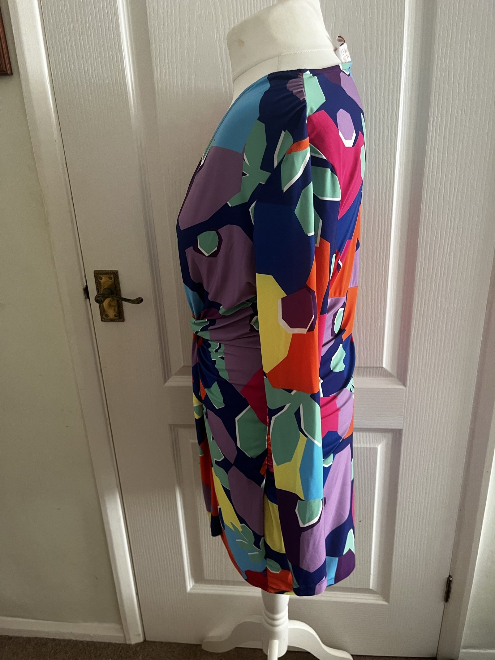 Dancing Leopard Multi Colour Geometric Print Knot Front Dress Size 12 image 4