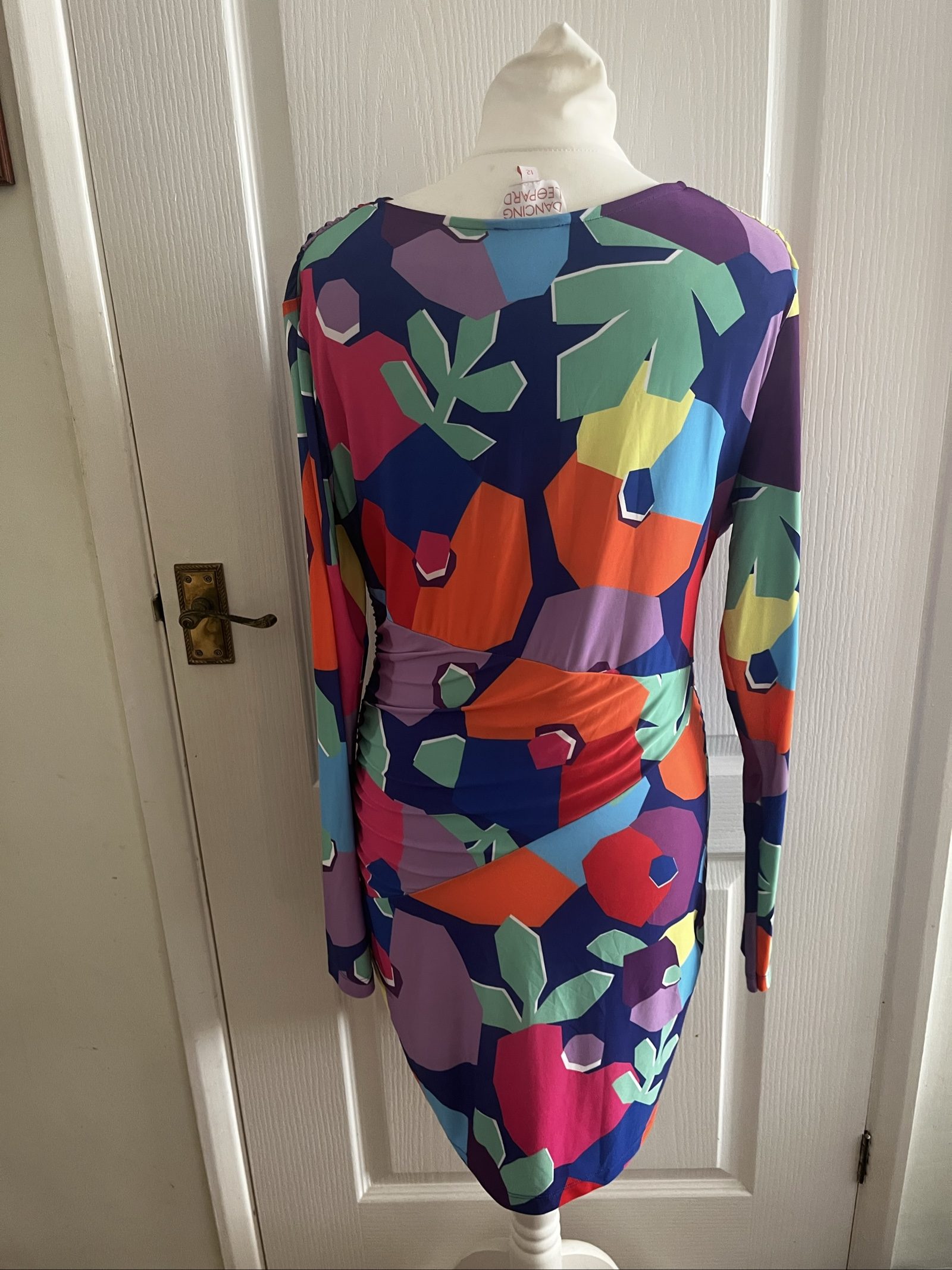 Dancing Leopard Multi Colour Geometric Print Knot Front Dress Size 12 image 6