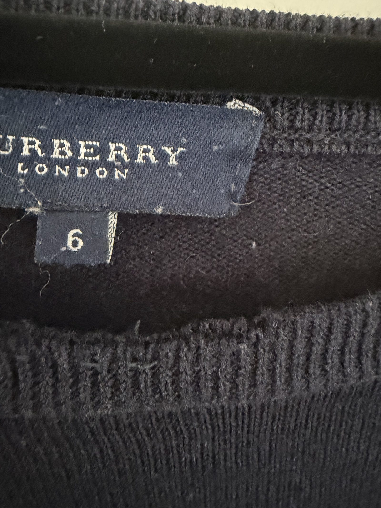 Burberry Navy Wool Blend Crew Neck Jumper Size 6 image 2