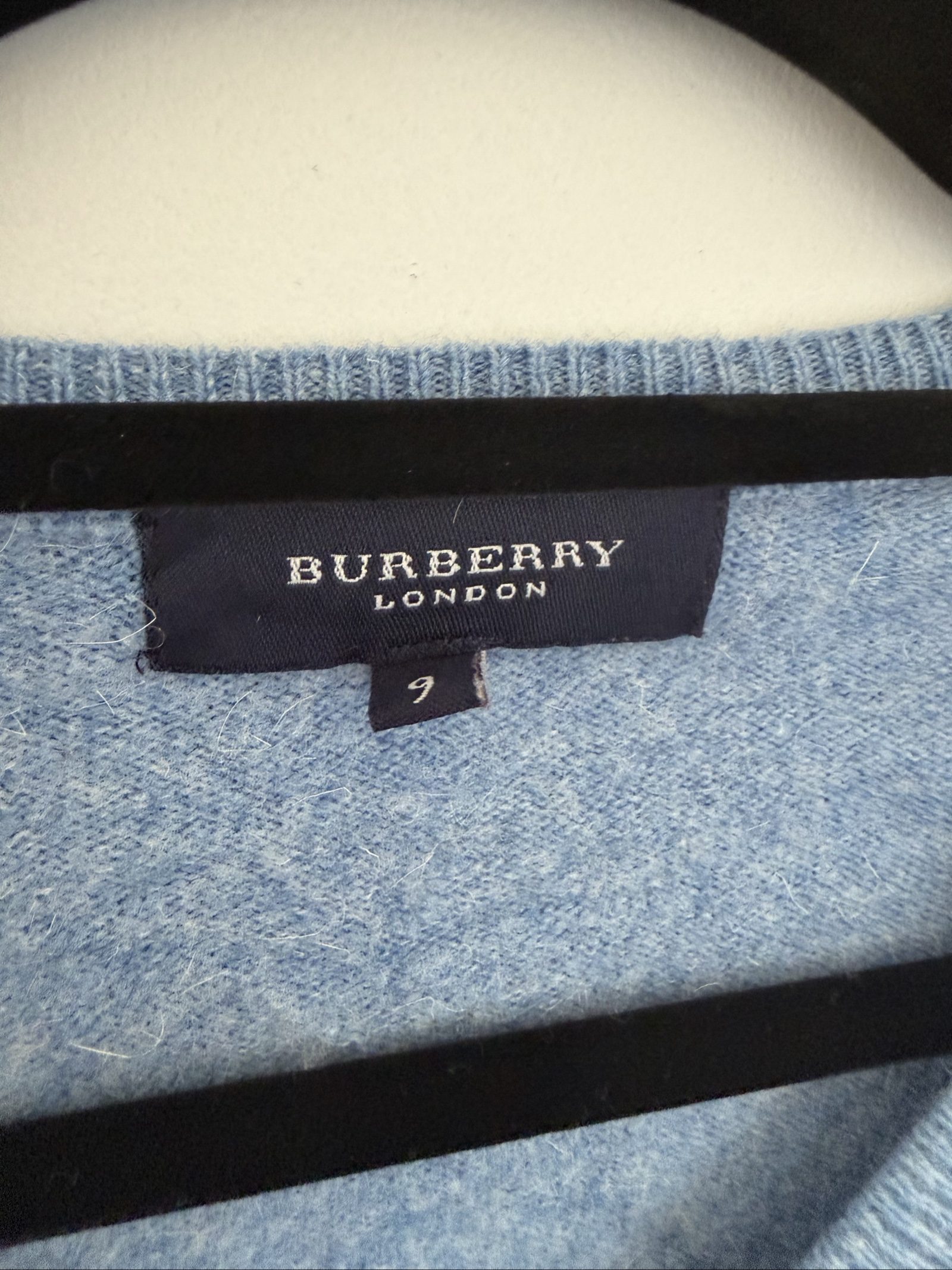 Burberry London Light Blue V-Neck Wool Sweater Size 9 image 4