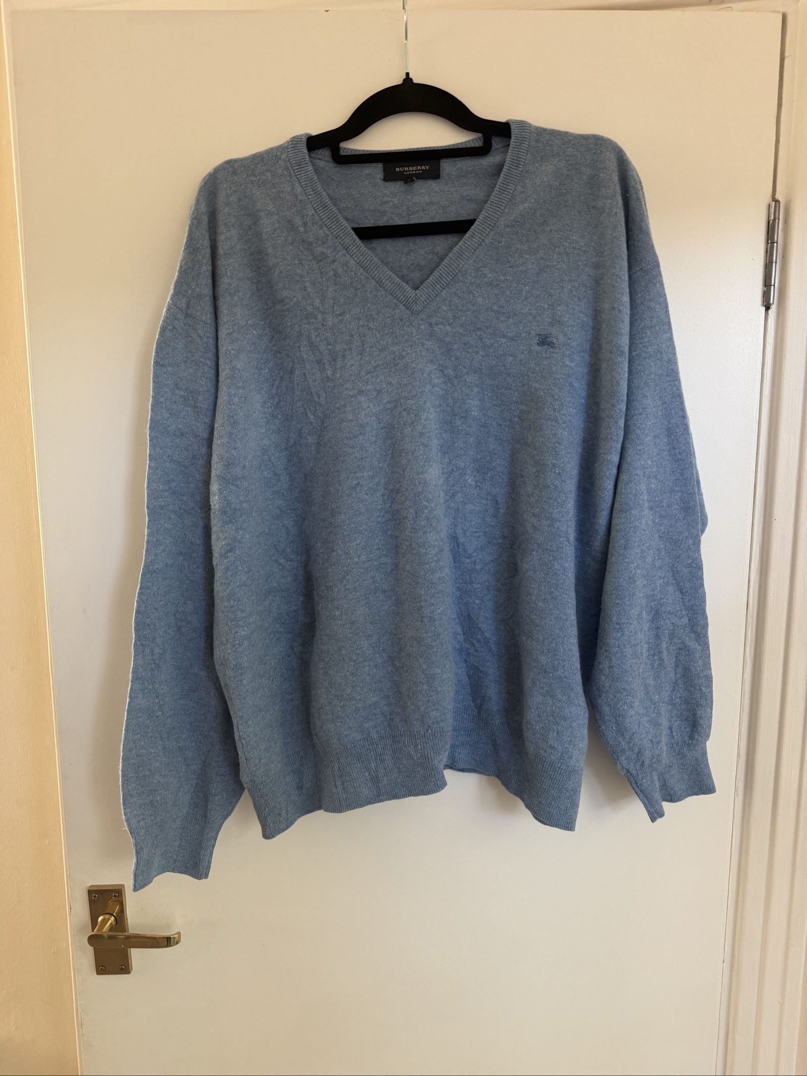 Burberry London Light Blue V-Neck Wool Sweater Size 9 image 5