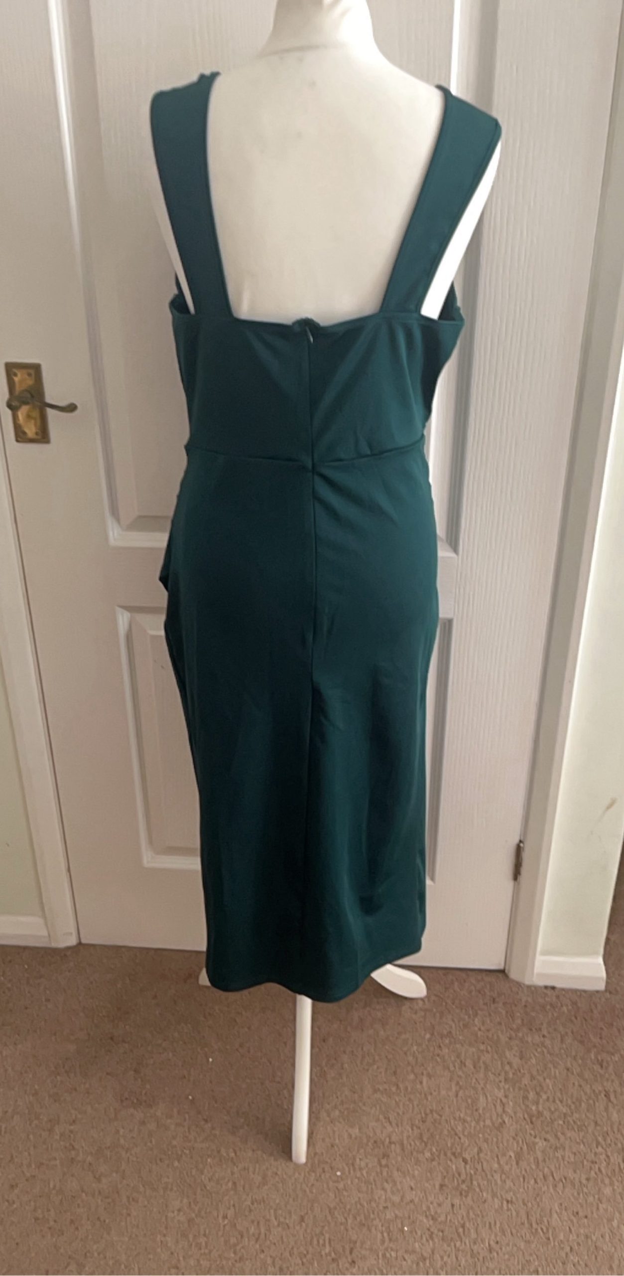 Unbranded Dark Green Sleeveless Wrap Pencil Dress Medium image 7