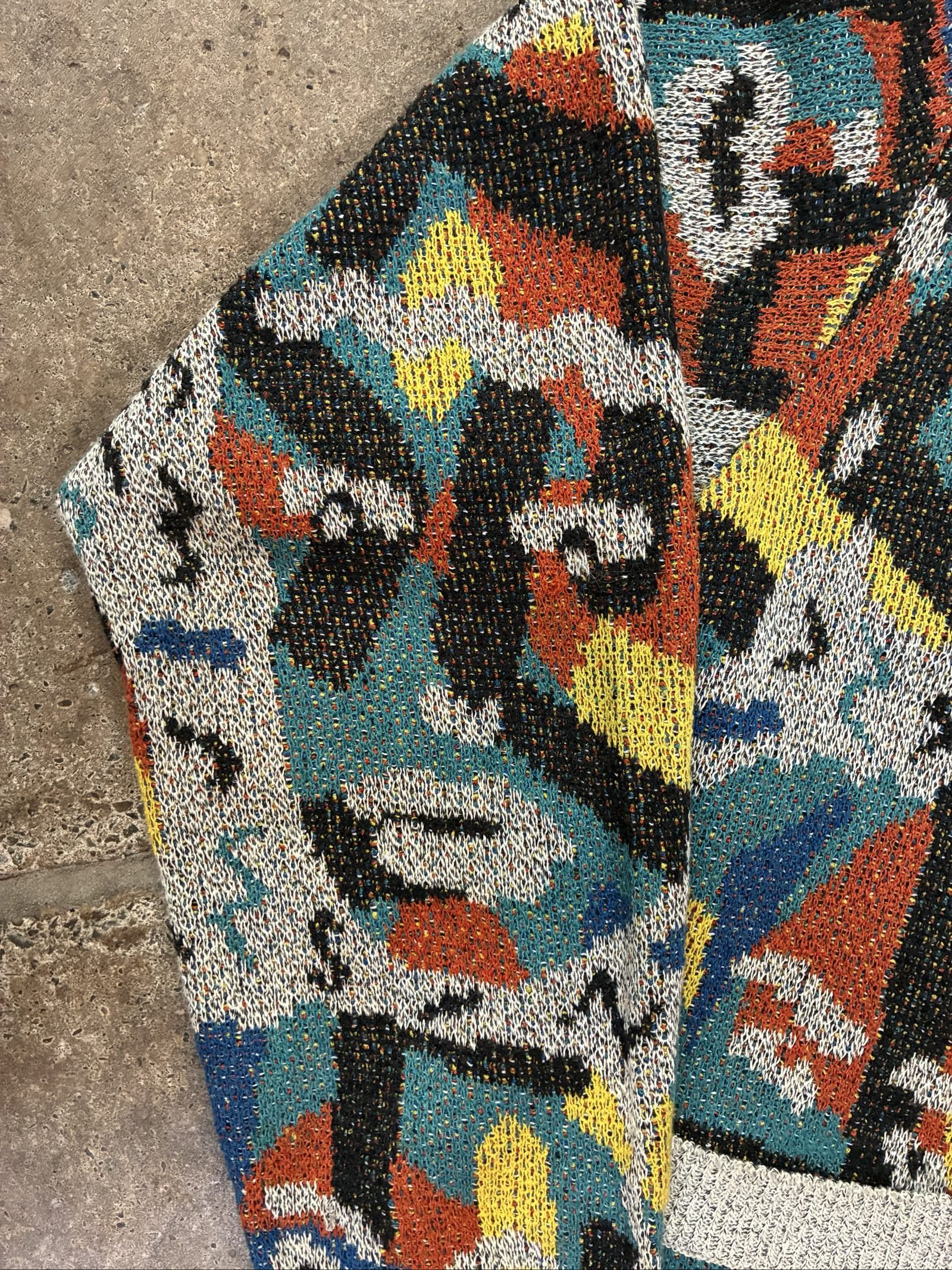 Vintage Missoni Uomo Multi Colour Abstract Picasso Knitted Cardigan 80s Medium image 3