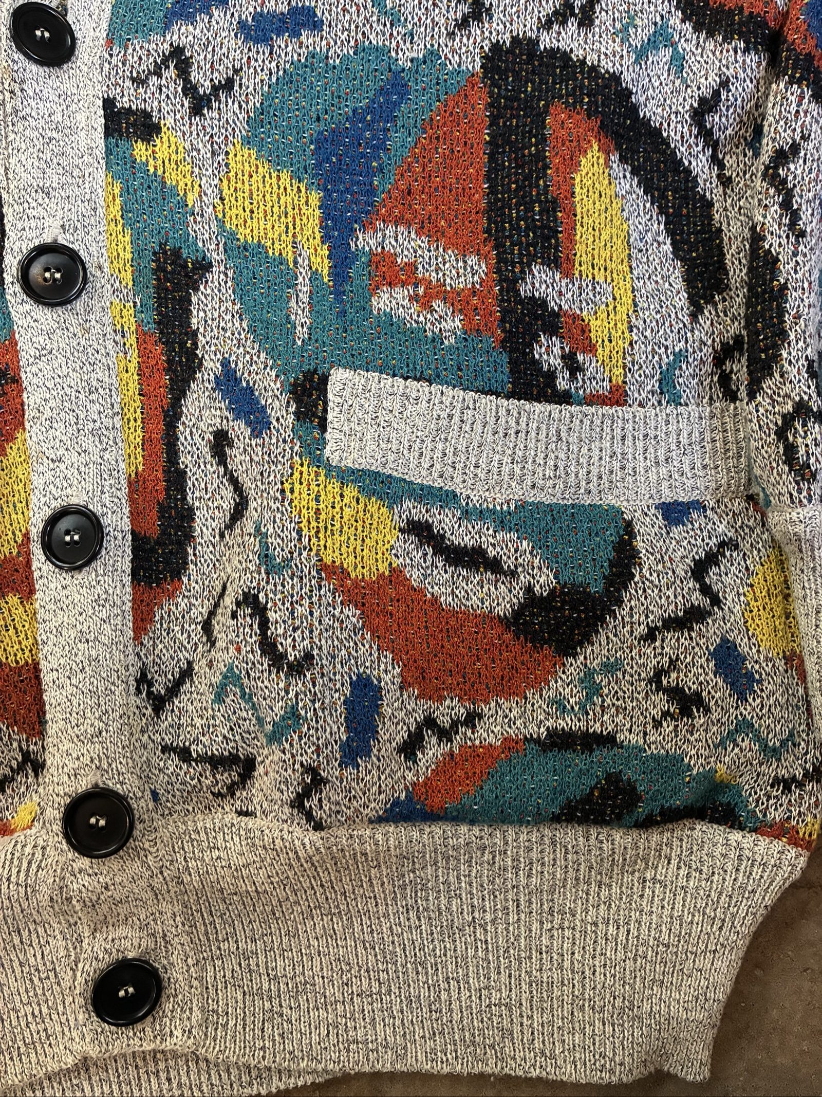 Vintage Missoni Uomo Multi Colour Abstract Picasso Knitted Cardigan 80s Medium image 4