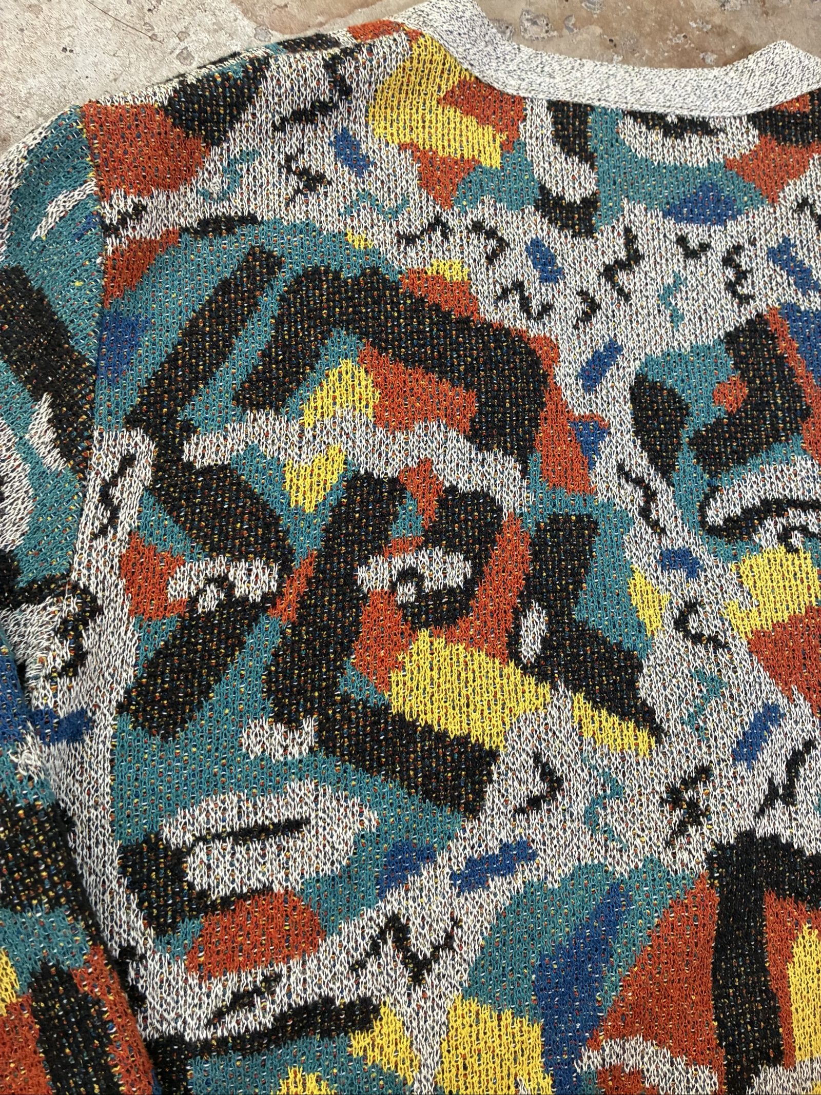 Vintage Missoni Uomo Multi Colour Abstract Picasso Knitted Cardigan 80s Medium image 5