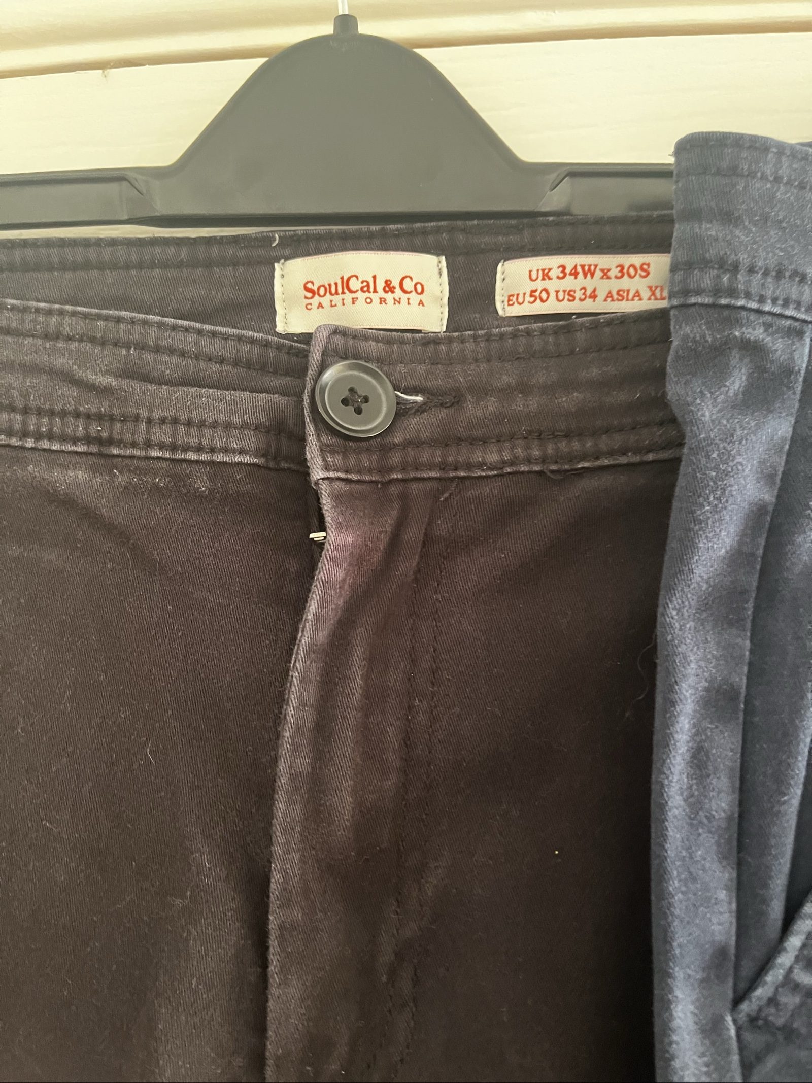 SoulCal & Co Navy & Black Chinos UK 34W Slim Fit image 4