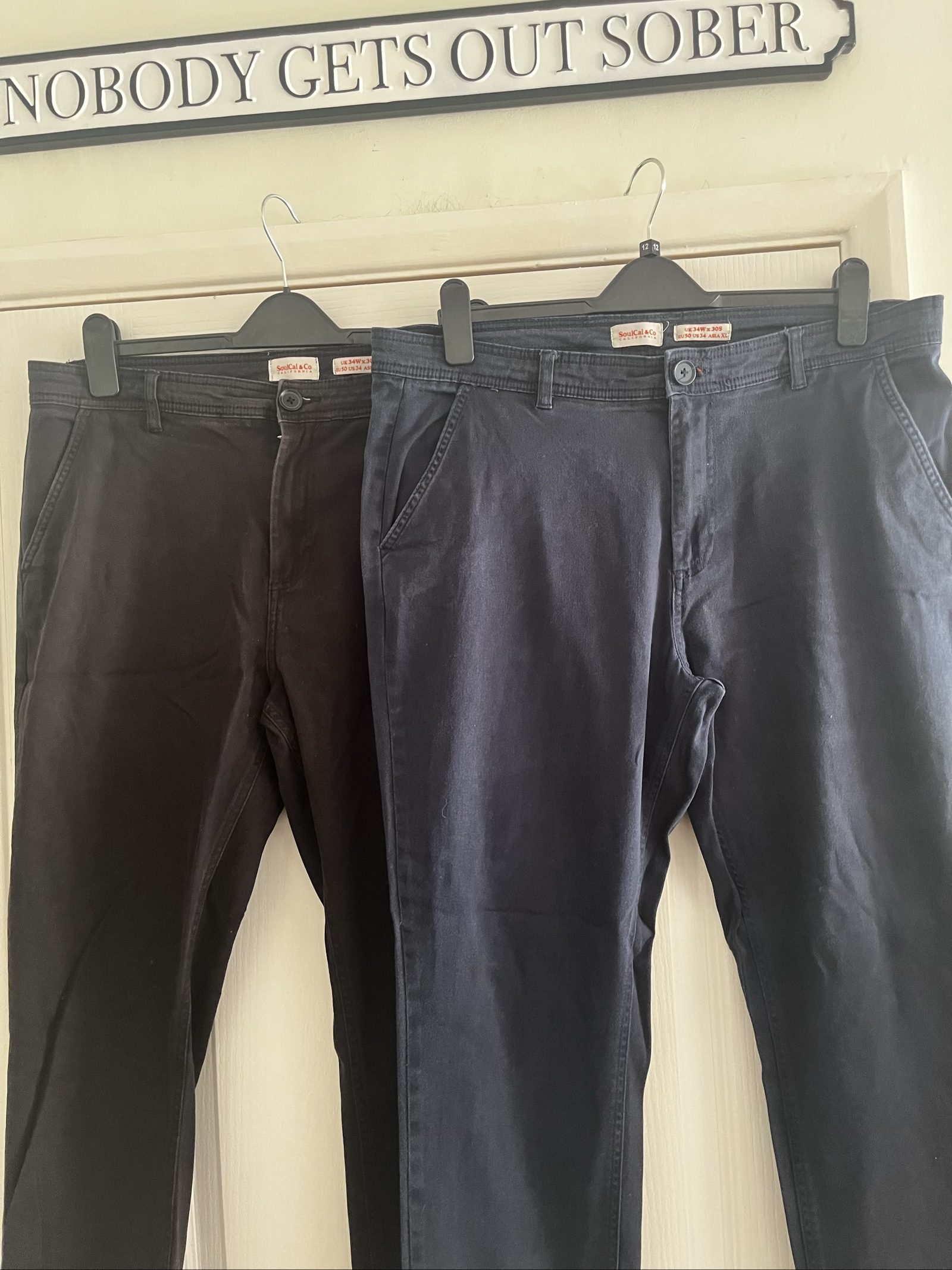 SoulCal & Co Navy & Black Chinos UK 34W Slim Fit image 5