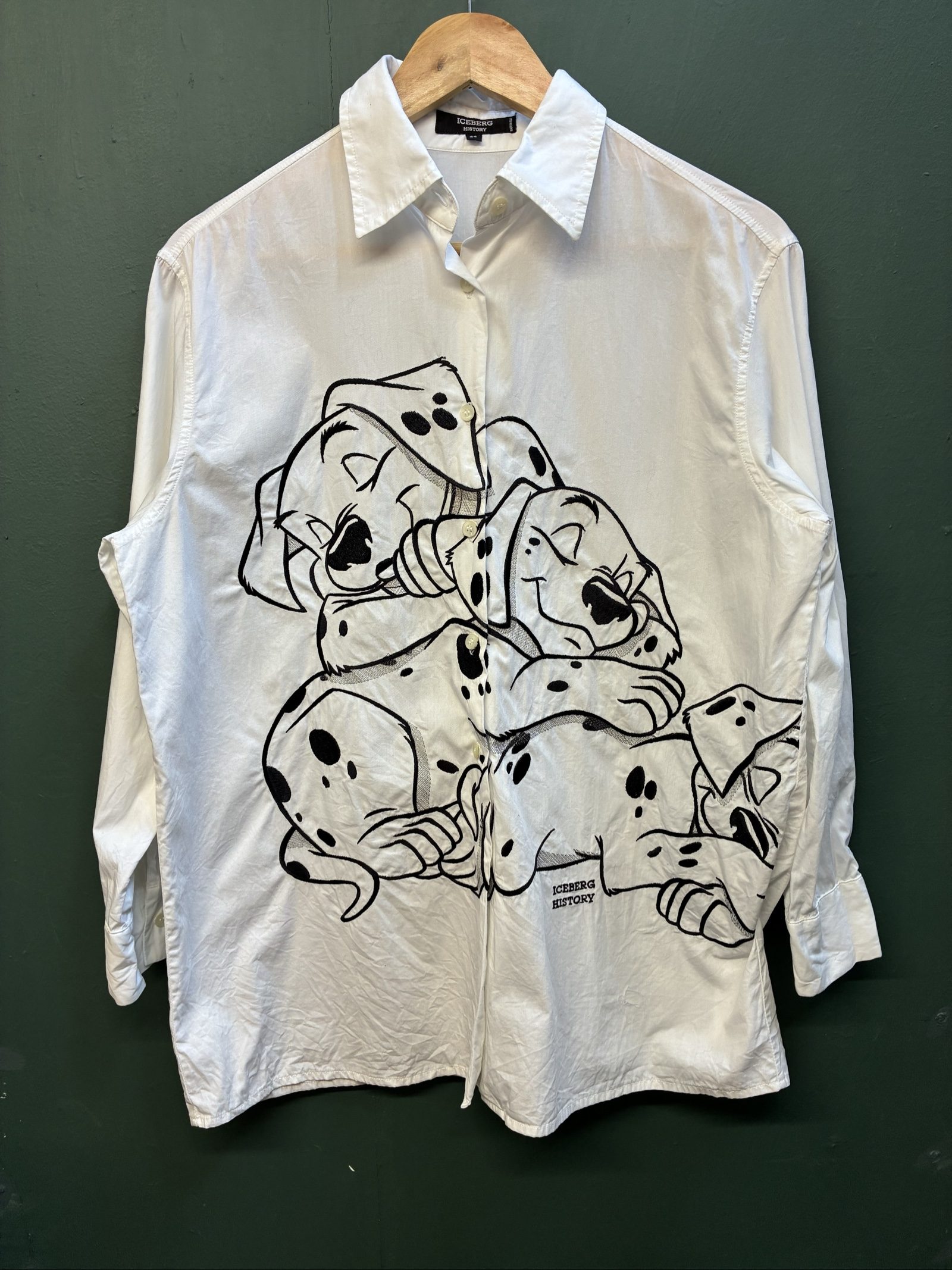 Vintage Iceberg History Disney 101 Dalmatians White Cotton Shirt Size 44 medium