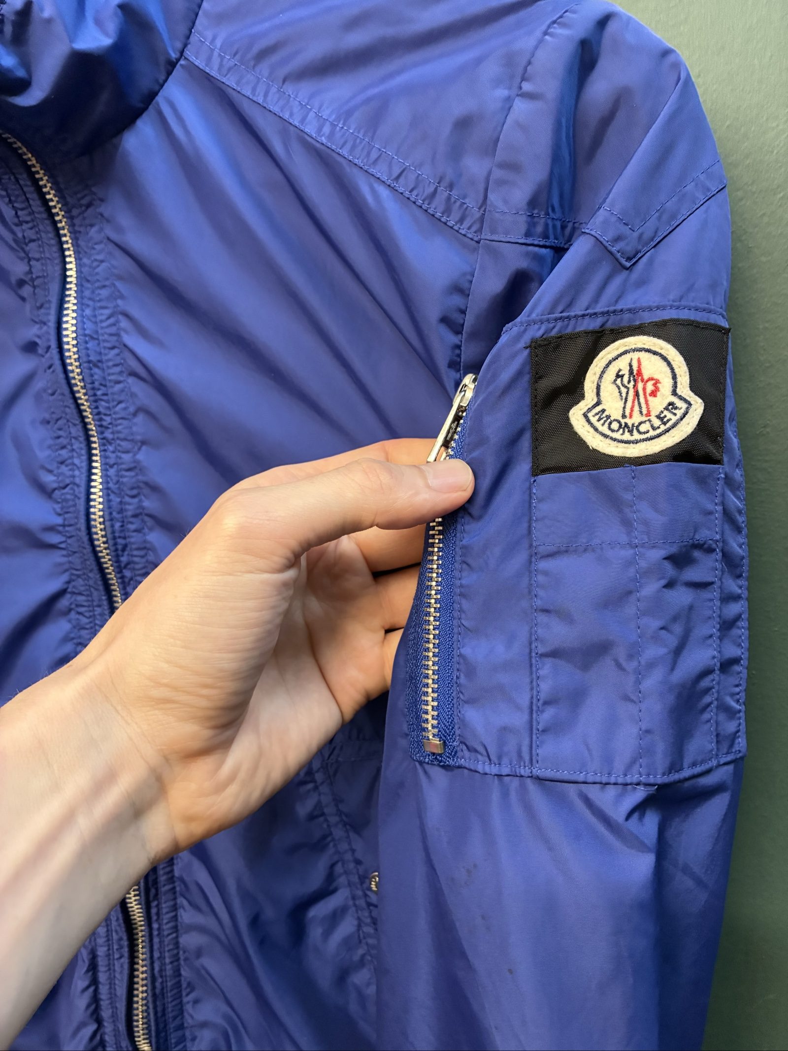 Vintage Moncler Lightweight Bomber Jacket blue ladies xs y2k image 2