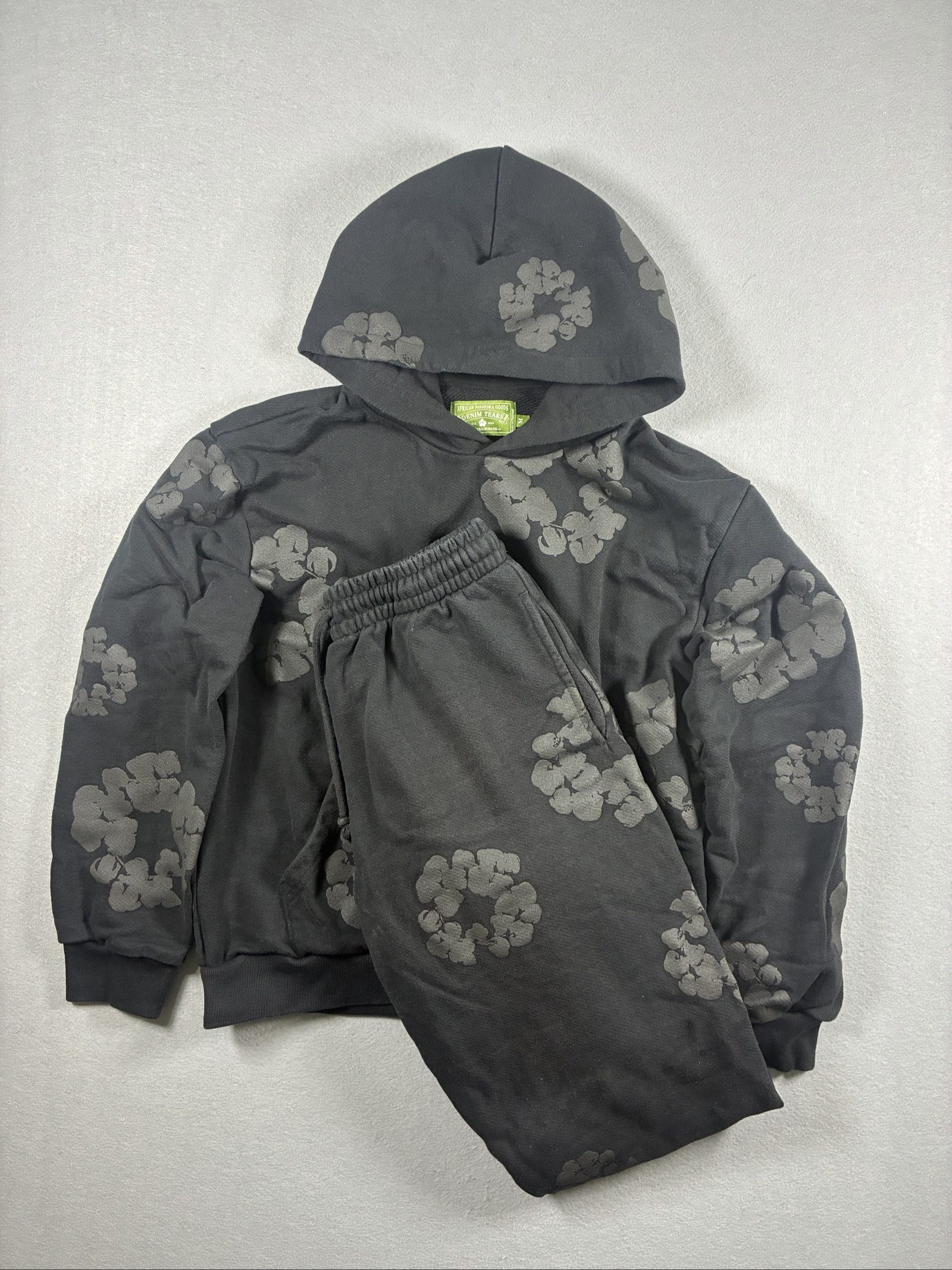 Denim Tears Black & Grey Hoodie & Joggers Set Medium Floral Print