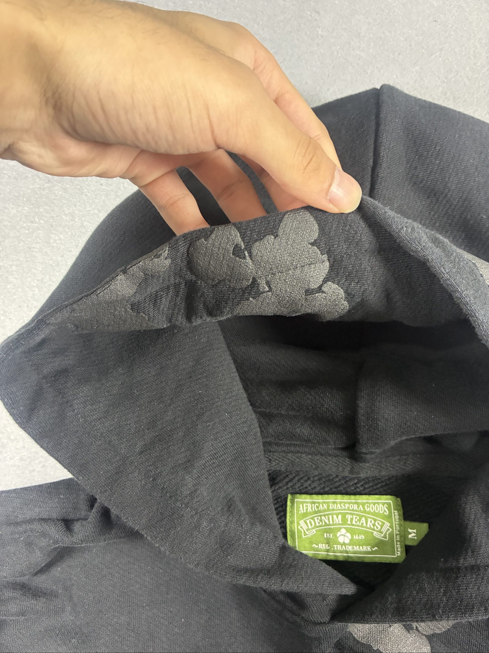Denim Tears Black & Grey Hoodie & Joggers Set Medium Floral Print image 3