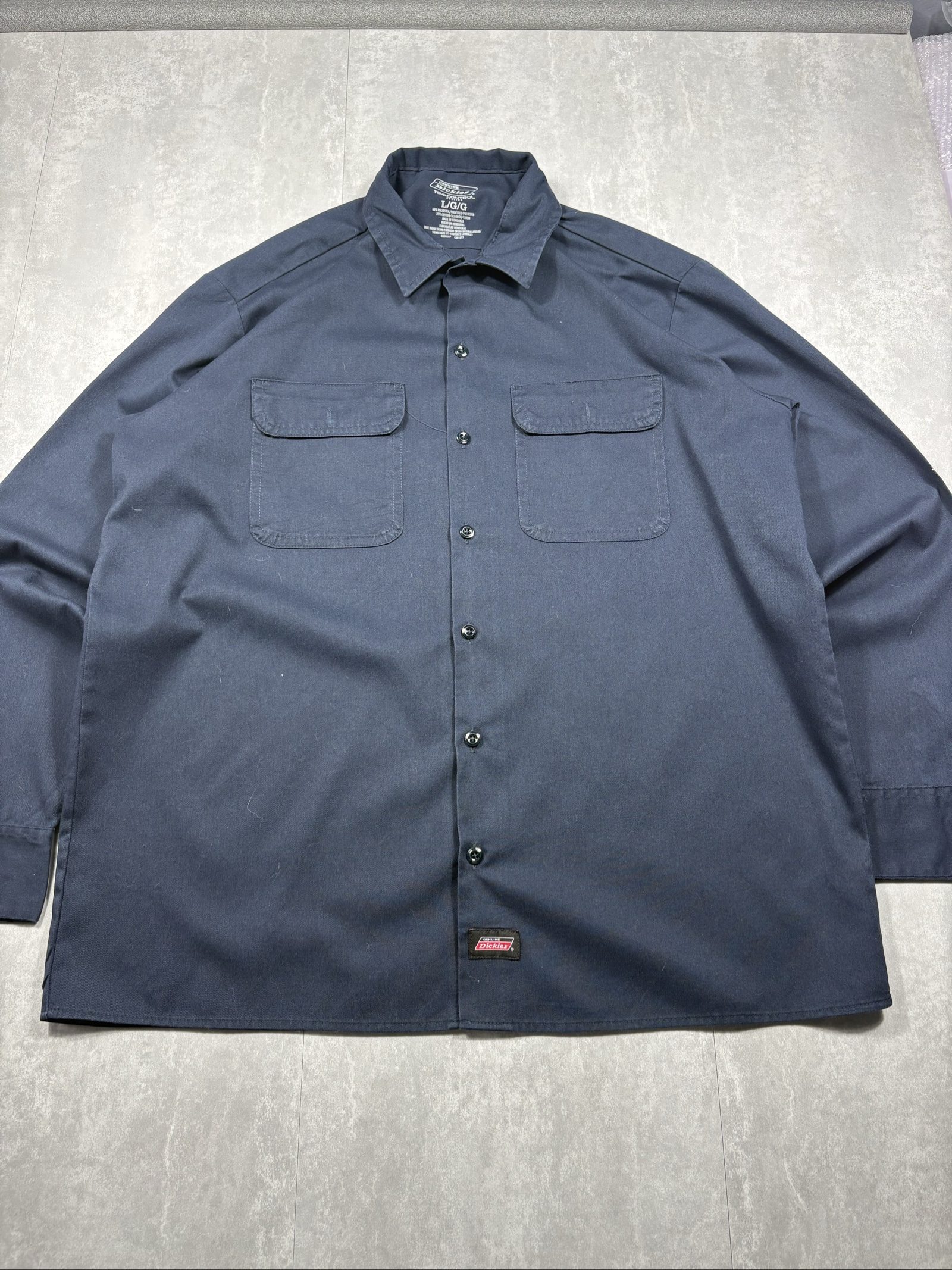 Dickies Men's Navy Long Sleeve TempControl Work Shirt Large