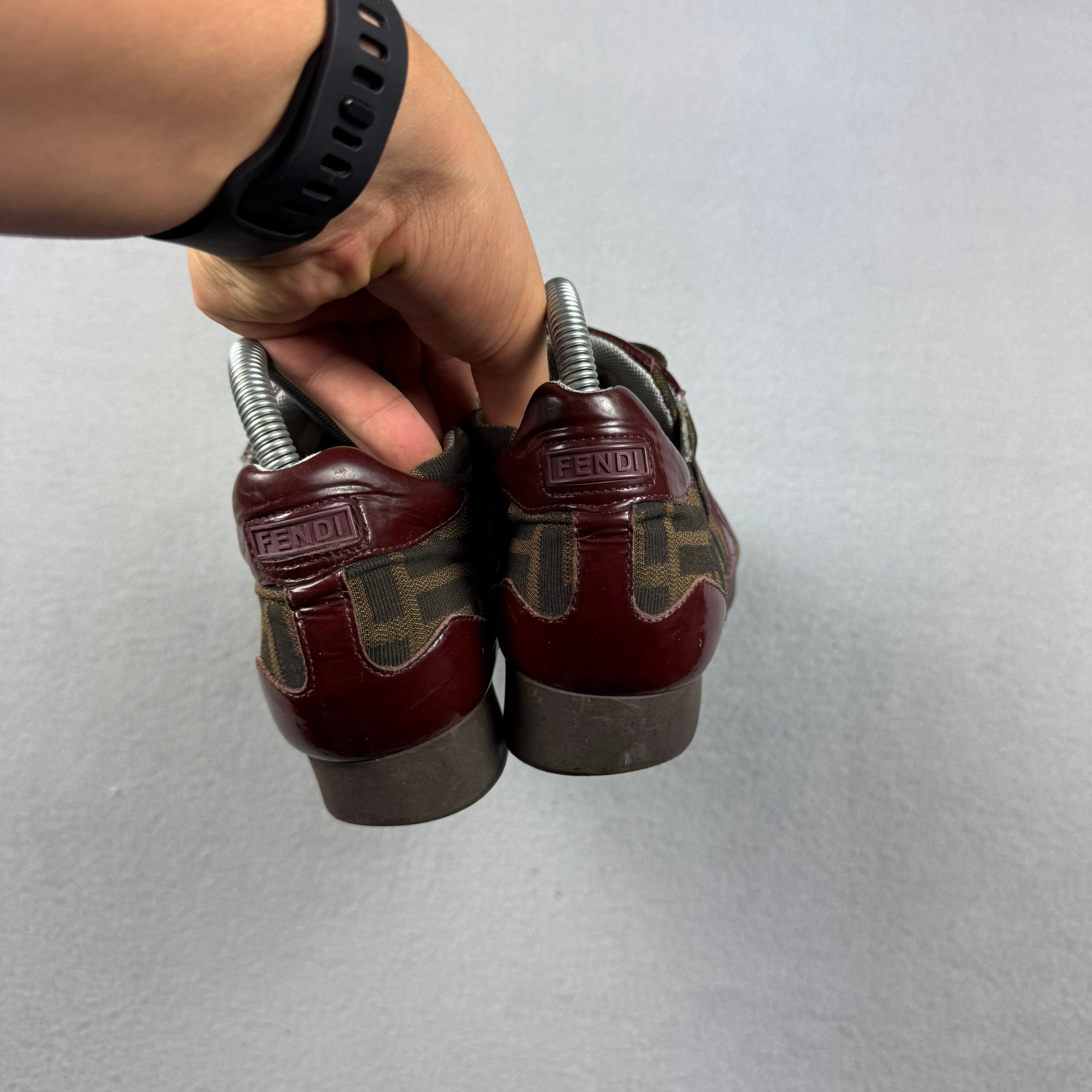 Vintage Women`s Fendi Brown & Burgundy FF Logo Monogram Sneakers Size 36 / 22.5cm image 5