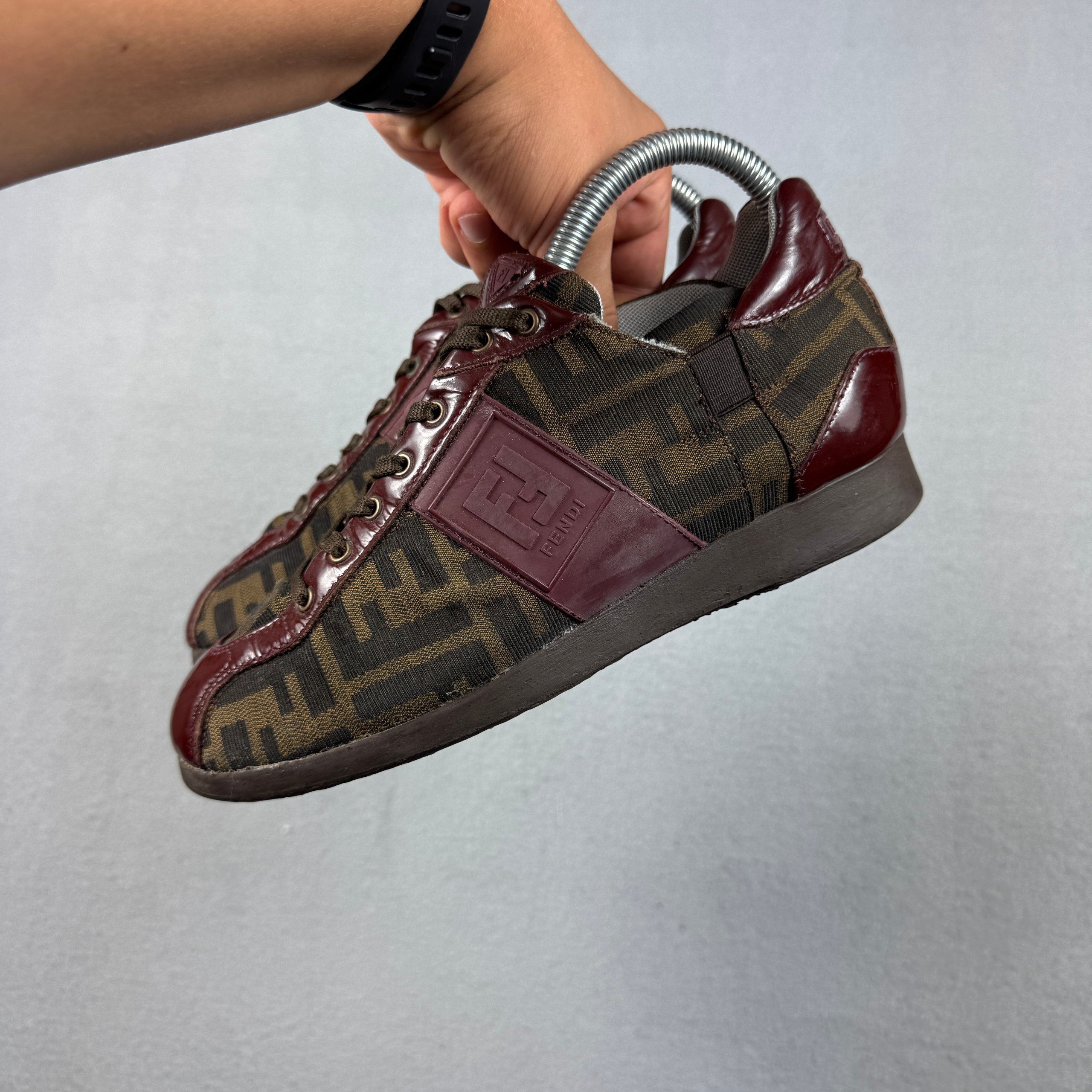 Vintage Women`s Fendi Brown & Burgundy FF Logo Monogram Sneakers Size 36 / 22.5cm image 6