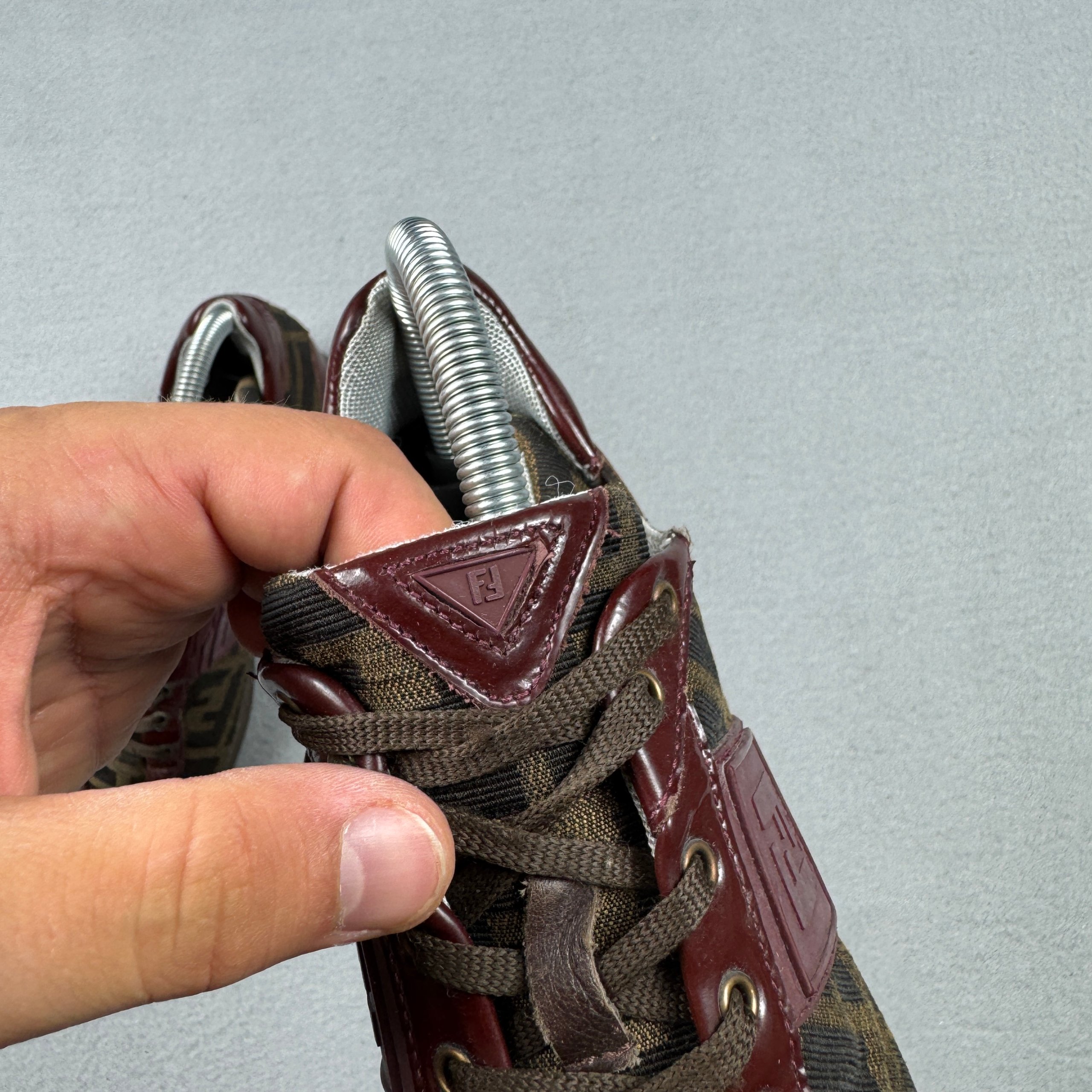 Vintage Women`s Fendi Brown & Burgundy FF Logo Monogram Sneakers Size 36 / 22.5cm image 10