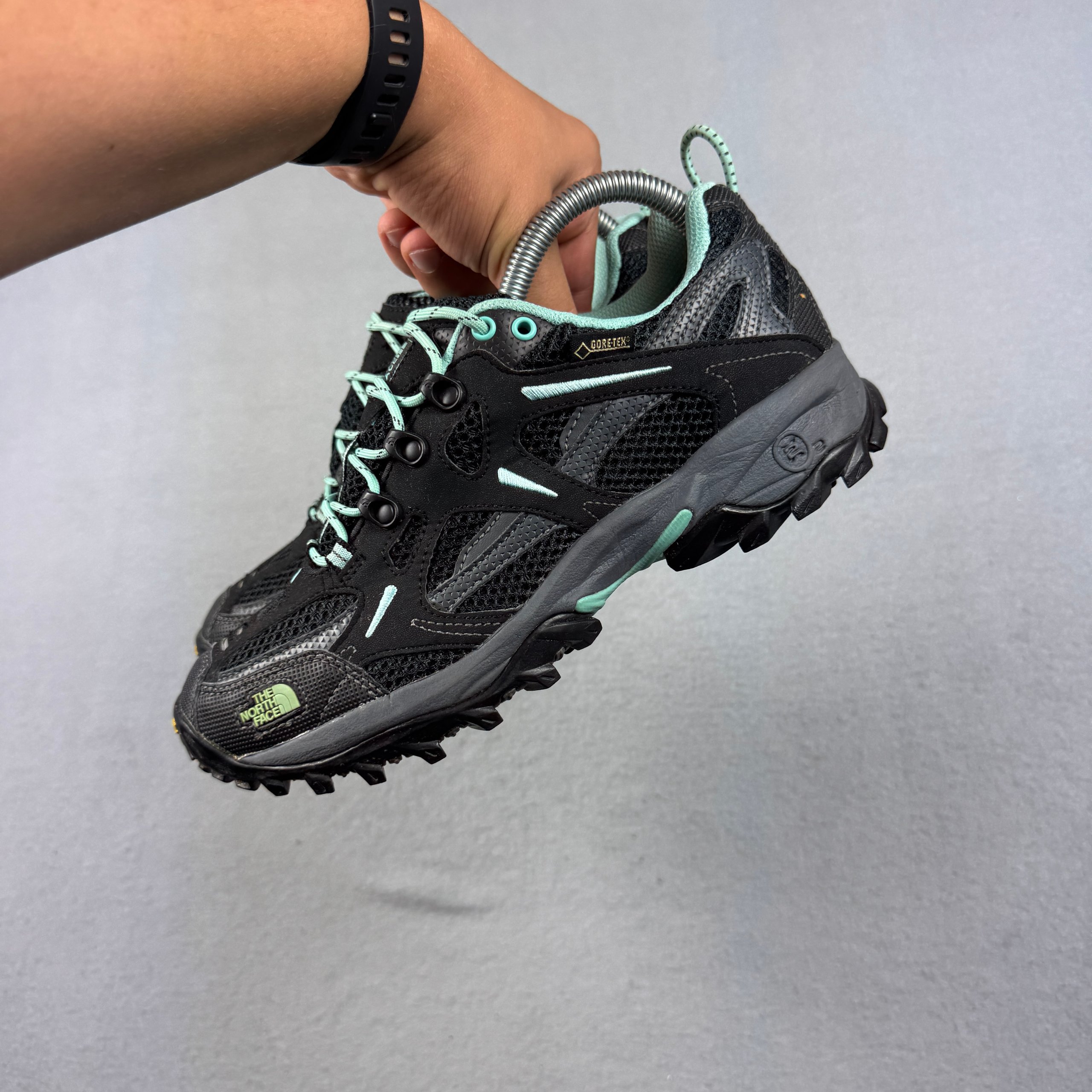 Women`s The North Face Vibram Black & Mint Green Gore-Tex Hiking Shoes Size 39 / 25cm image 7