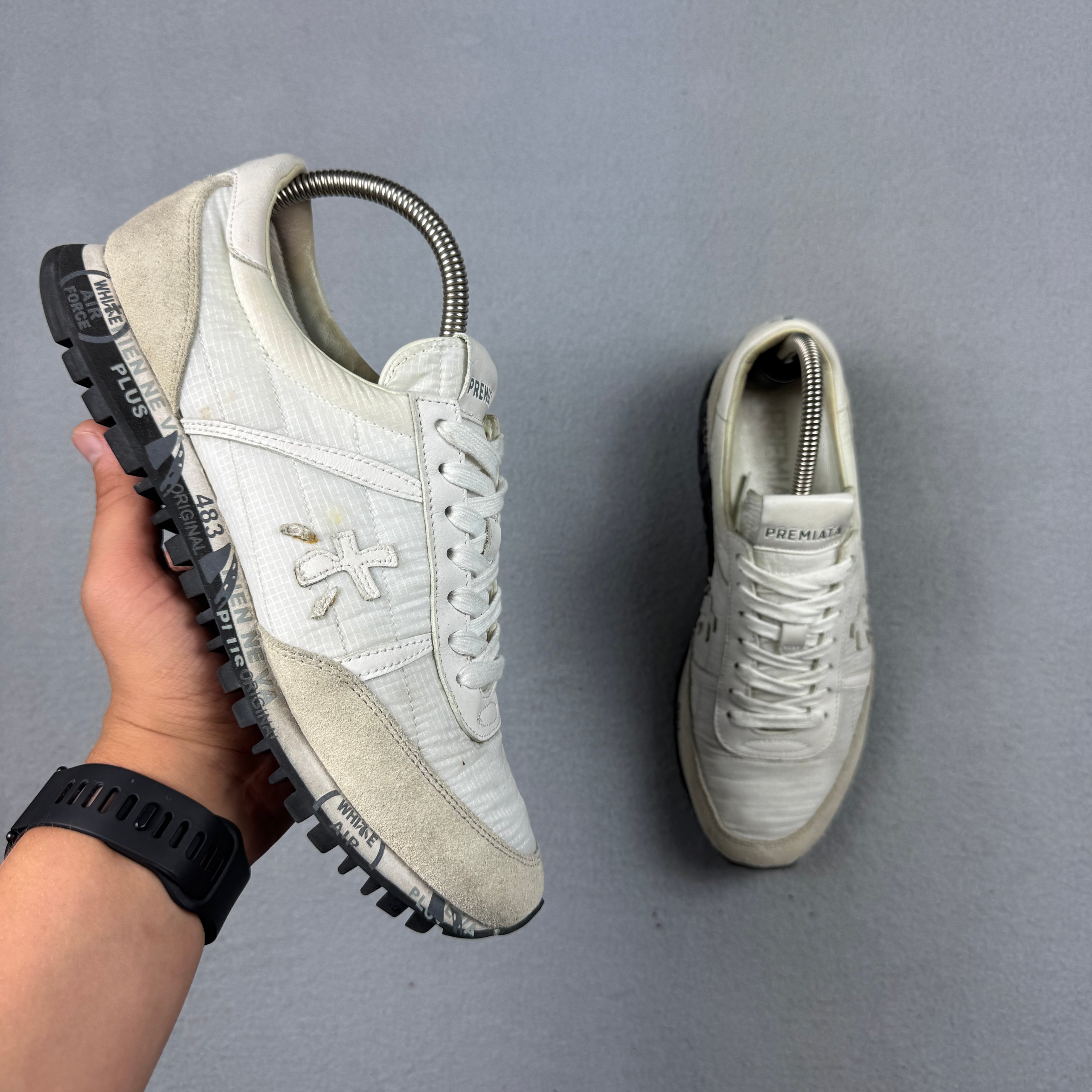Premiata Var.3136 White & Beige Nylon Sneakers Sizse 40 / 26cm