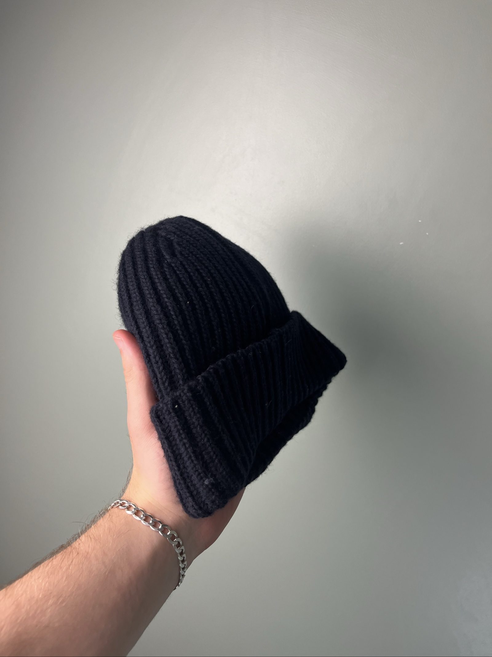 C.P. Company Black Rib Knit Beanie Hat with Goggle Detail One Size image 5