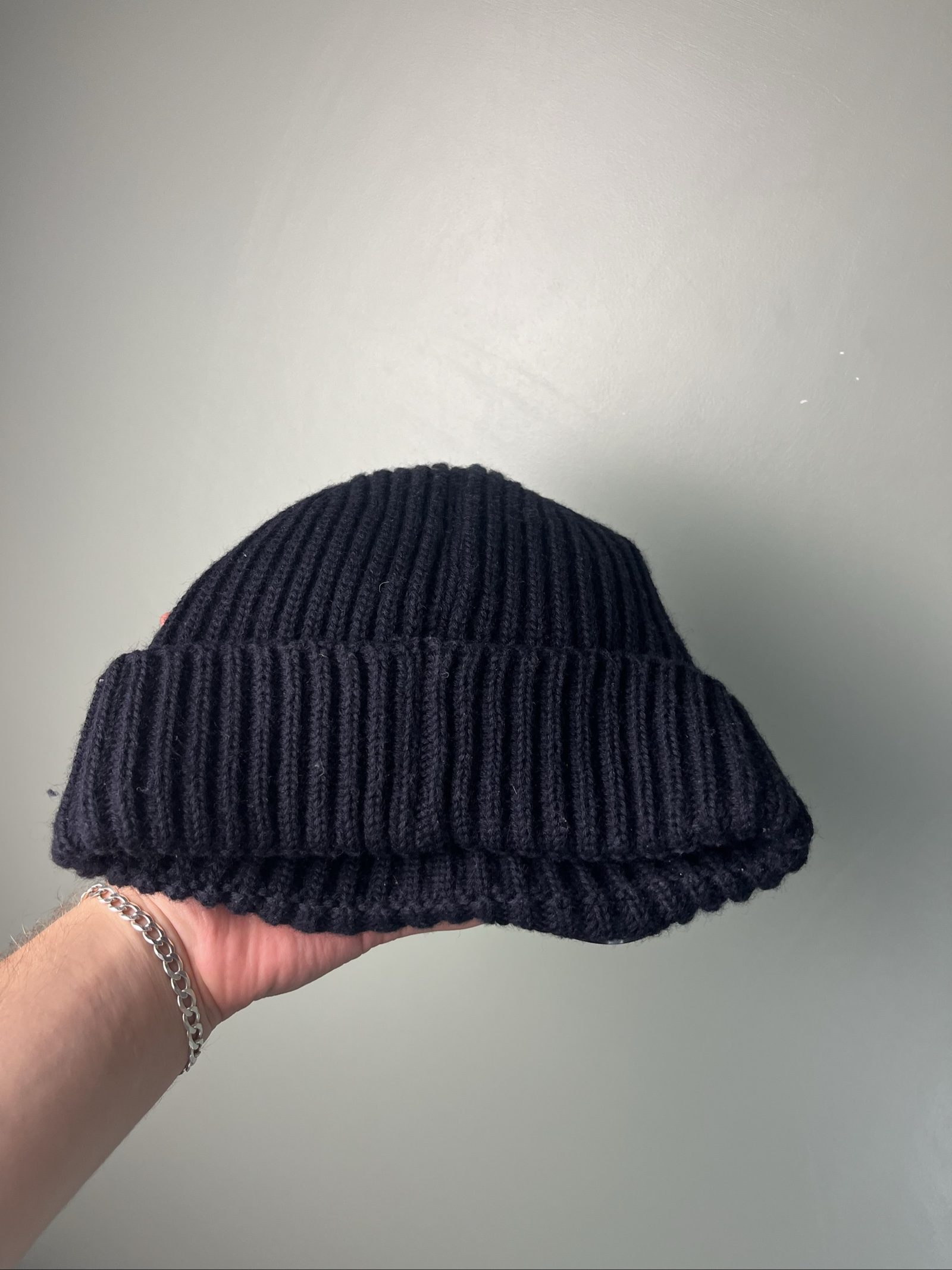 C.P. Company Black Rib Knit Beanie Hat with Goggle Detail One Size image 6