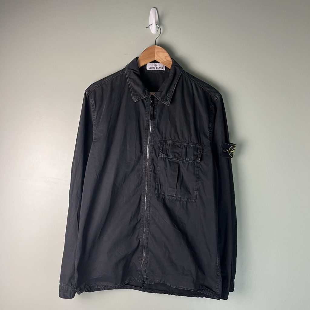 Stone Island Black Cotton Overshirt Large Chest Pocket