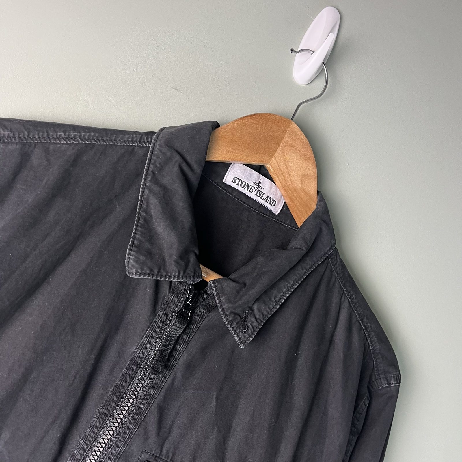 Stone Island Black Cotton Overshirt Large Chest Pocket image 2