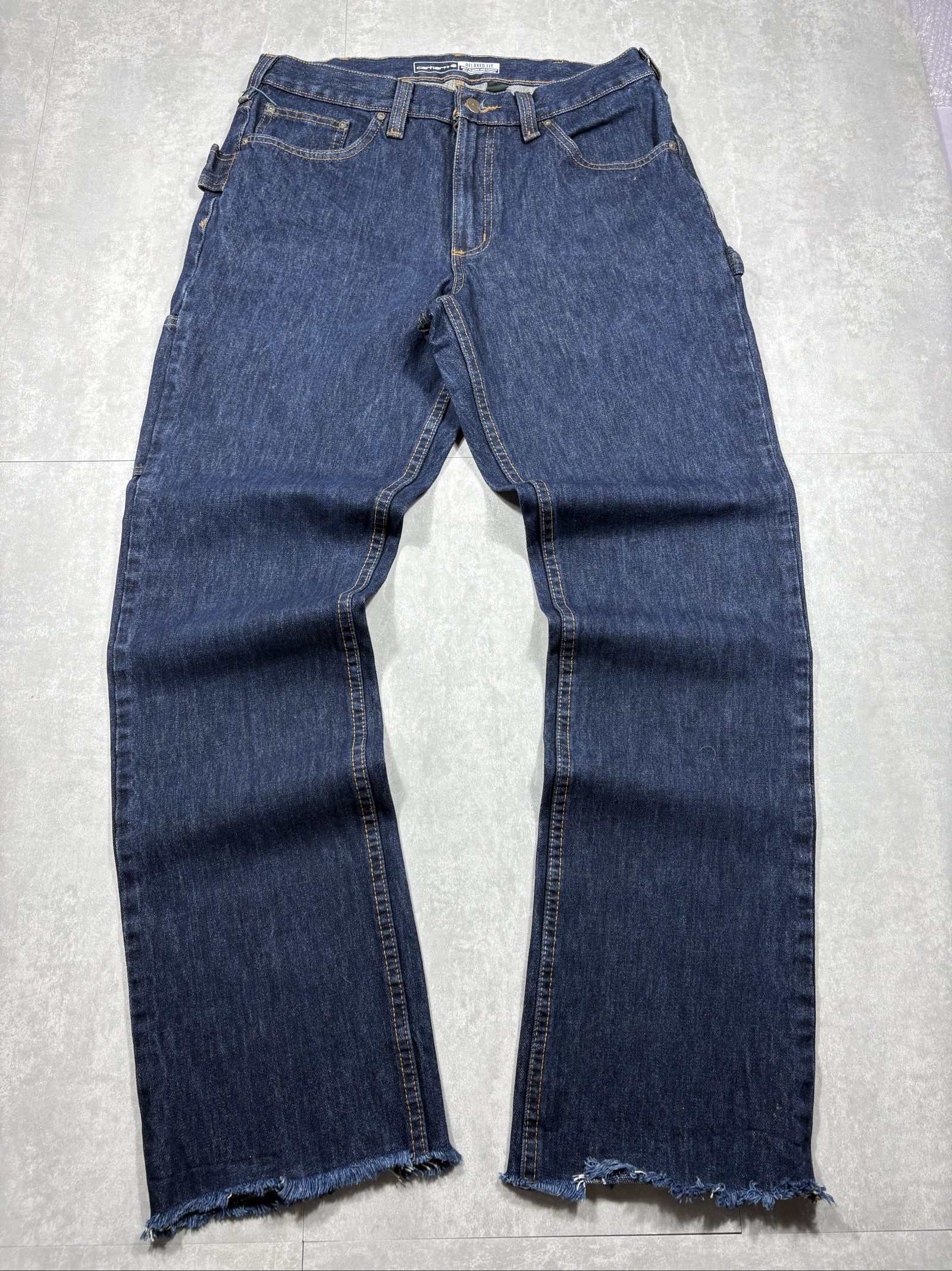 Carhartt Men's Dark Blue Denim Relaxed Fit Carpenter Jeans W32 image 2