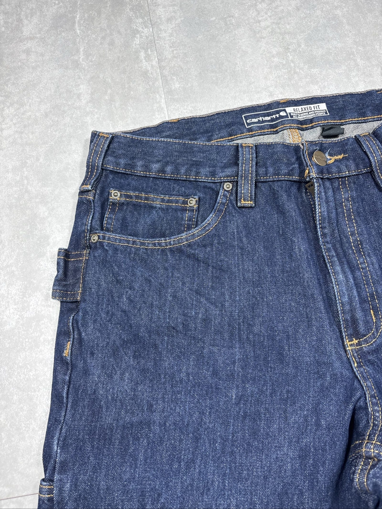 Carhartt Men's Dark Blue Denim Relaxed Fit Carpenter Jeans W32 image 5