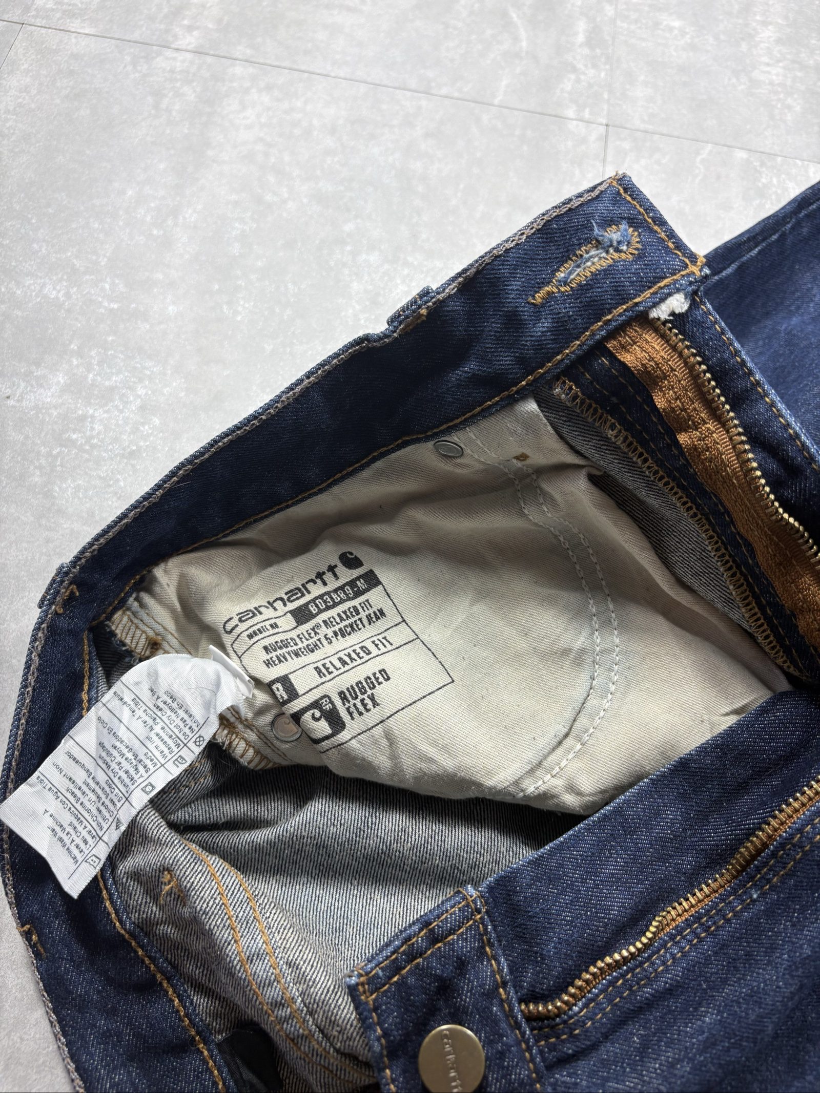 Carhartt Men's Dark Blue Denim Relaxed Fit Carpenter Jeans W32 image 10