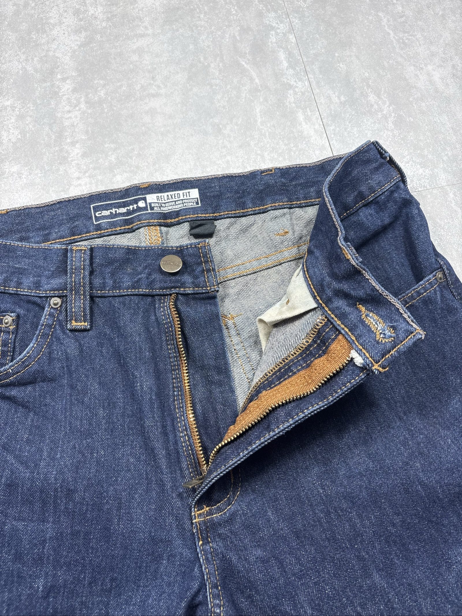 Carhartt Men's Dark Blue Denim Relaxed Fit Carpenter Jeans W32 image 9