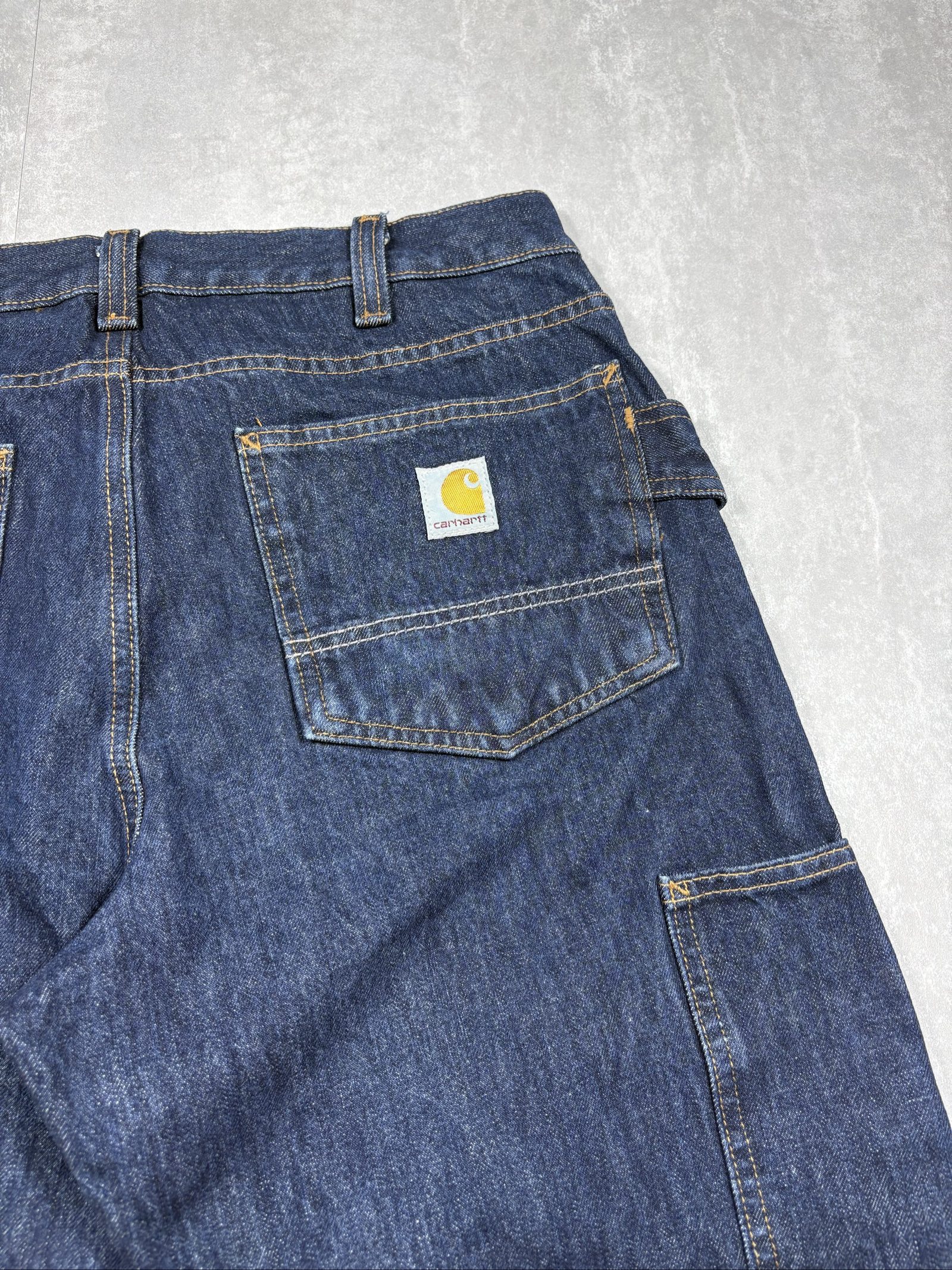 Carhartt Men's Dark Blue Denim Relaxed Fit Carpenter Jeans W32 image 3
