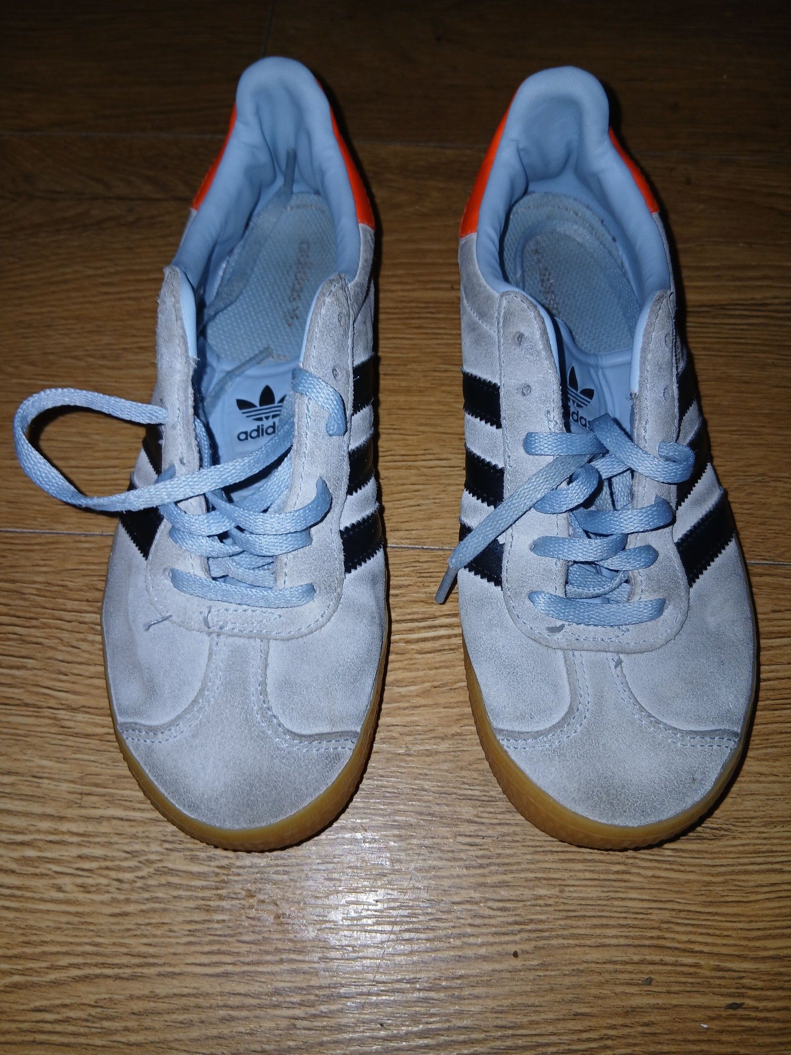 Adidas White & Black & Orange Suede Kids' Trainers UK 2 image 2