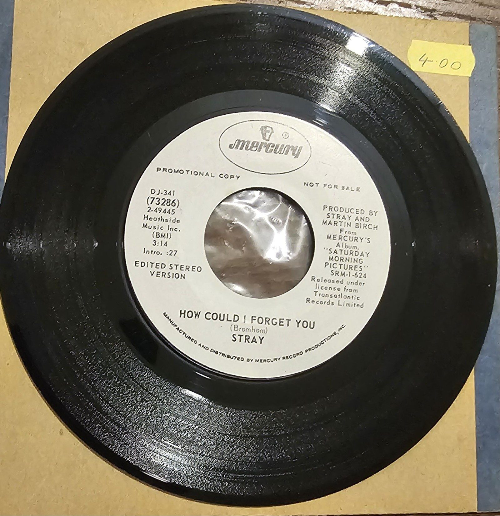 Stray How Could I Forget You PROMO Mercury DJ-341 7" Vinyl Single