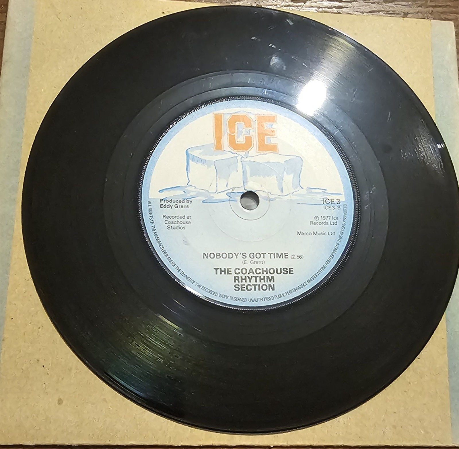 The Coachouse Rhythm Section Nobody's Got Time Ice Records ICE 3 A 7" image 2