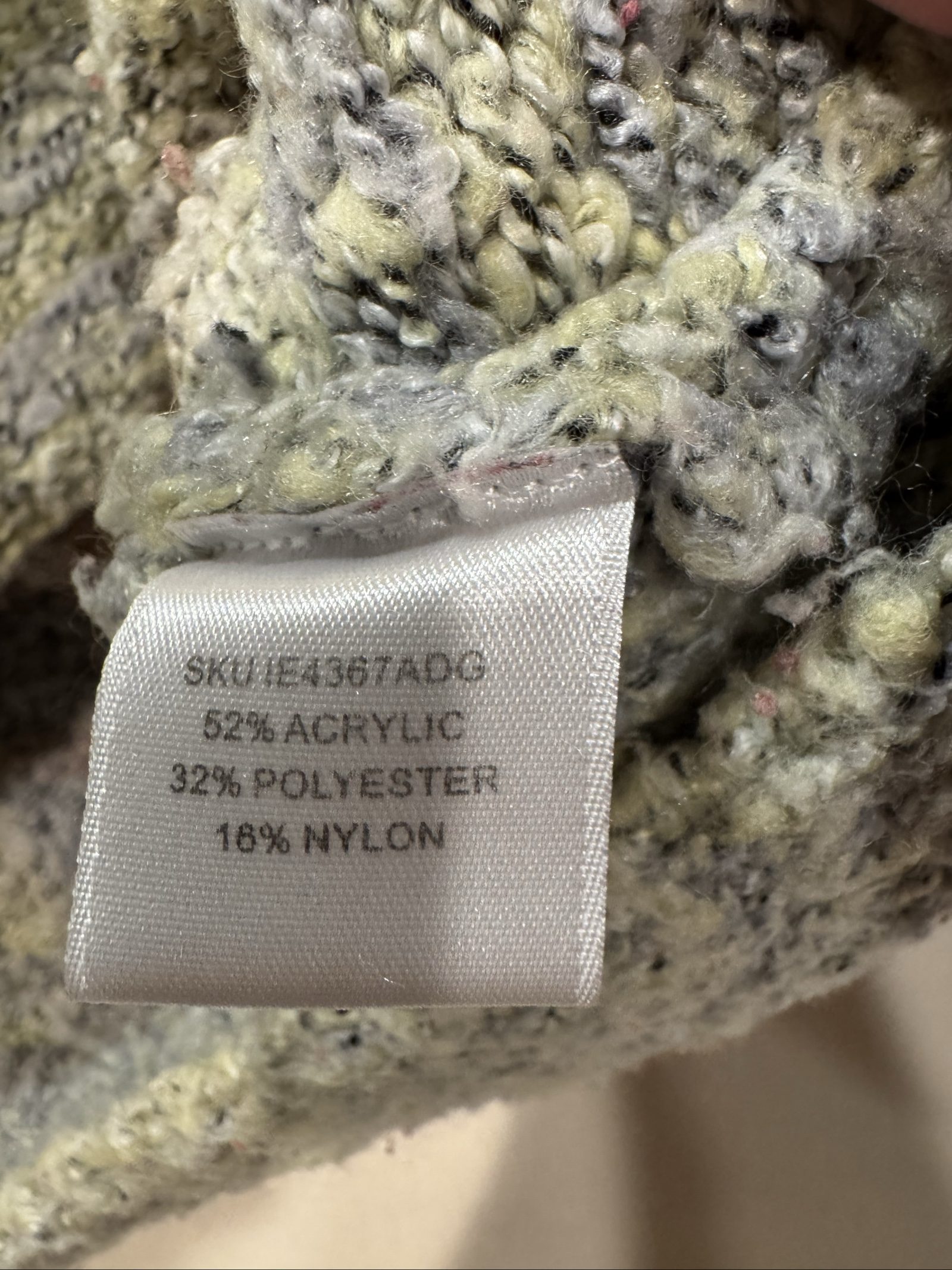 Women’s Absolutely USA Patchwork Textured Knit Sweater - Gray/Sage/Pink - XS image 4