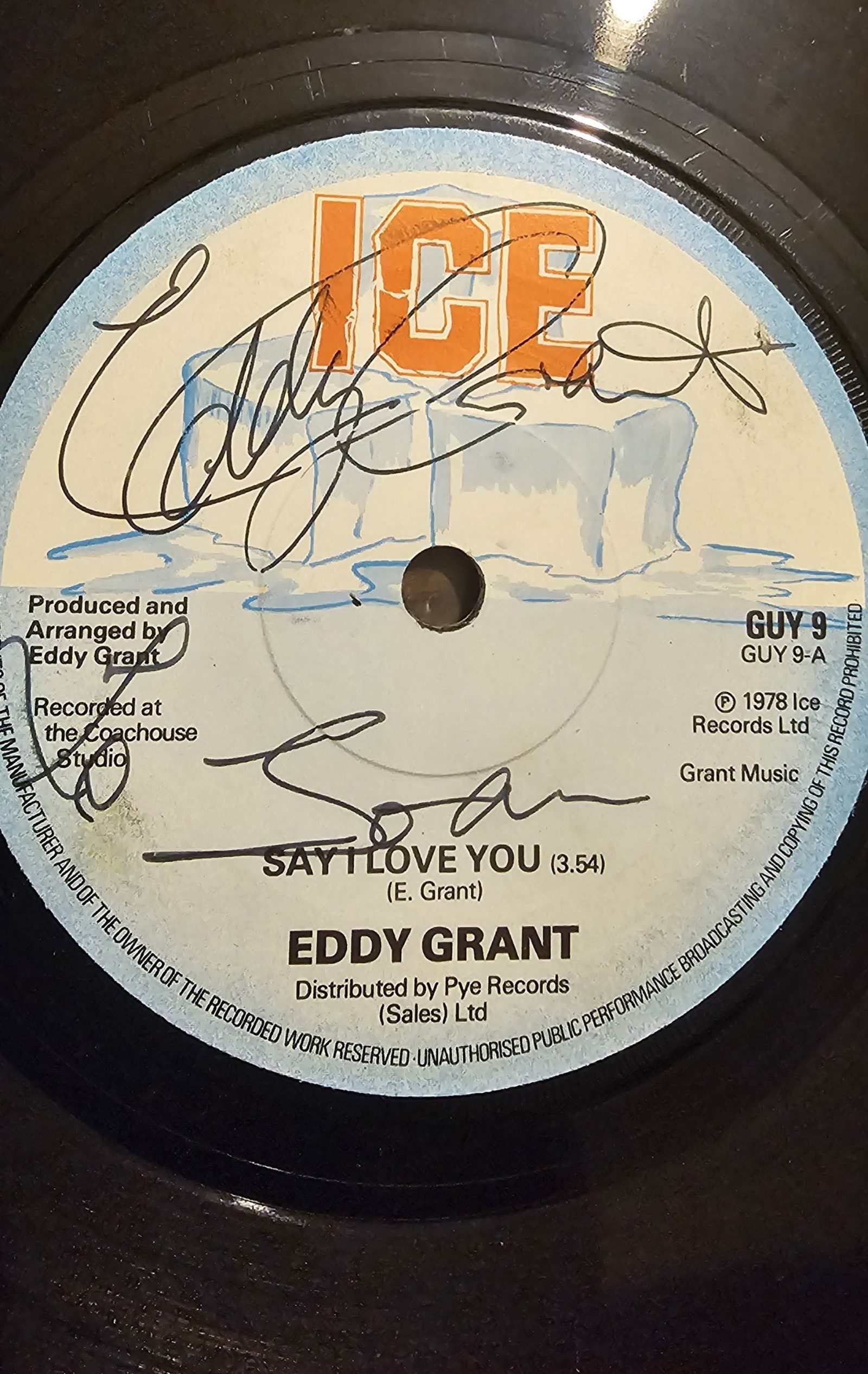 Eddy Grant Say I Love You Ice GUY 9 7" Vinyl Single Signed image 2
