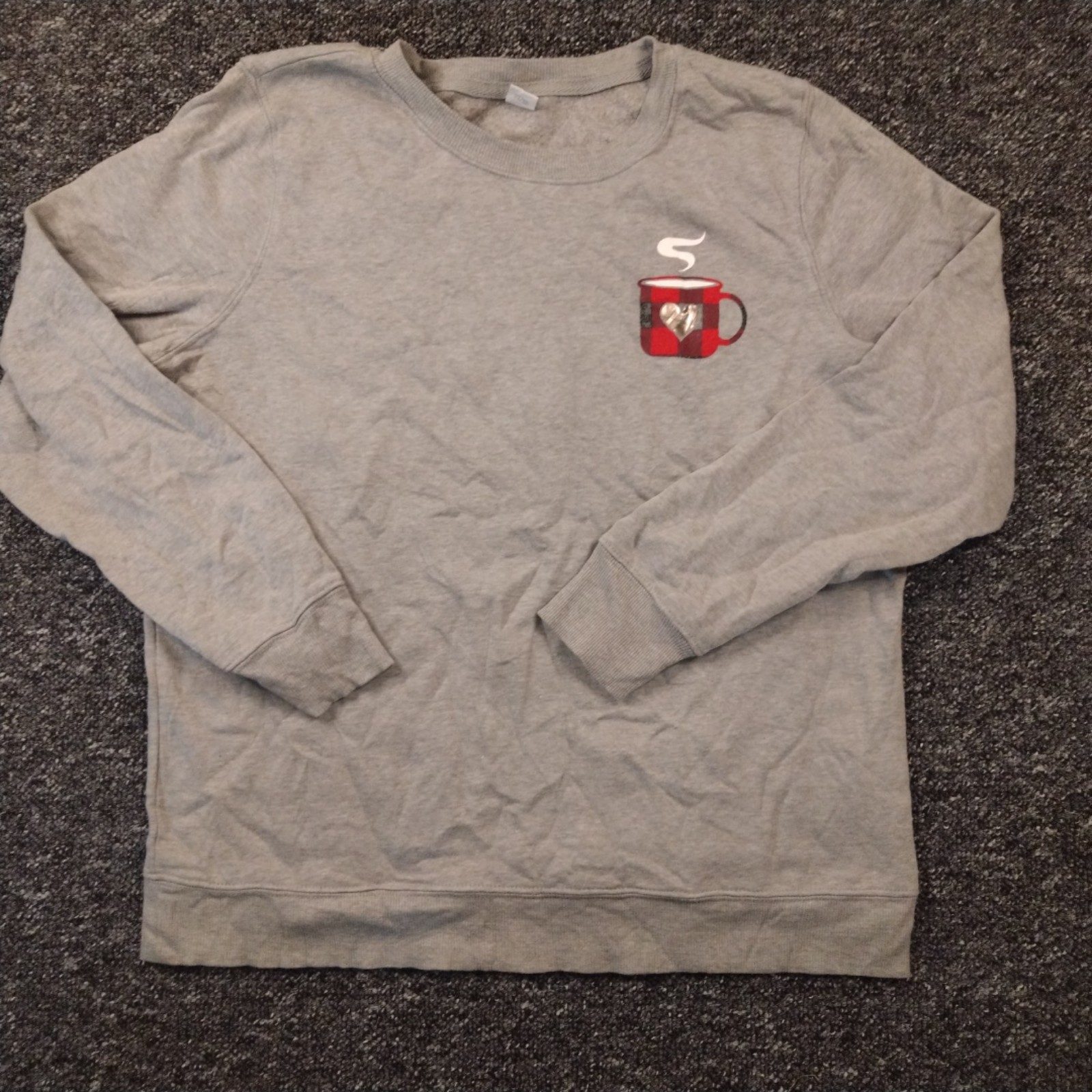 Grey Coffee Mug Print Sweatshirt Medium Unbranded