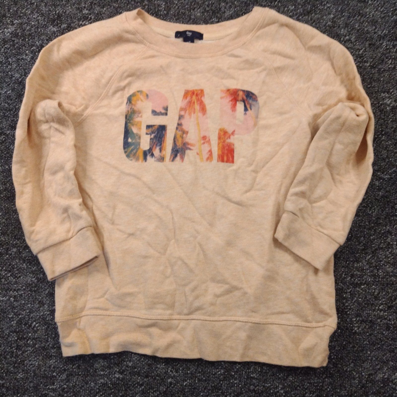 Gap Kids Beige Floral Logo Sweatshirt XS
