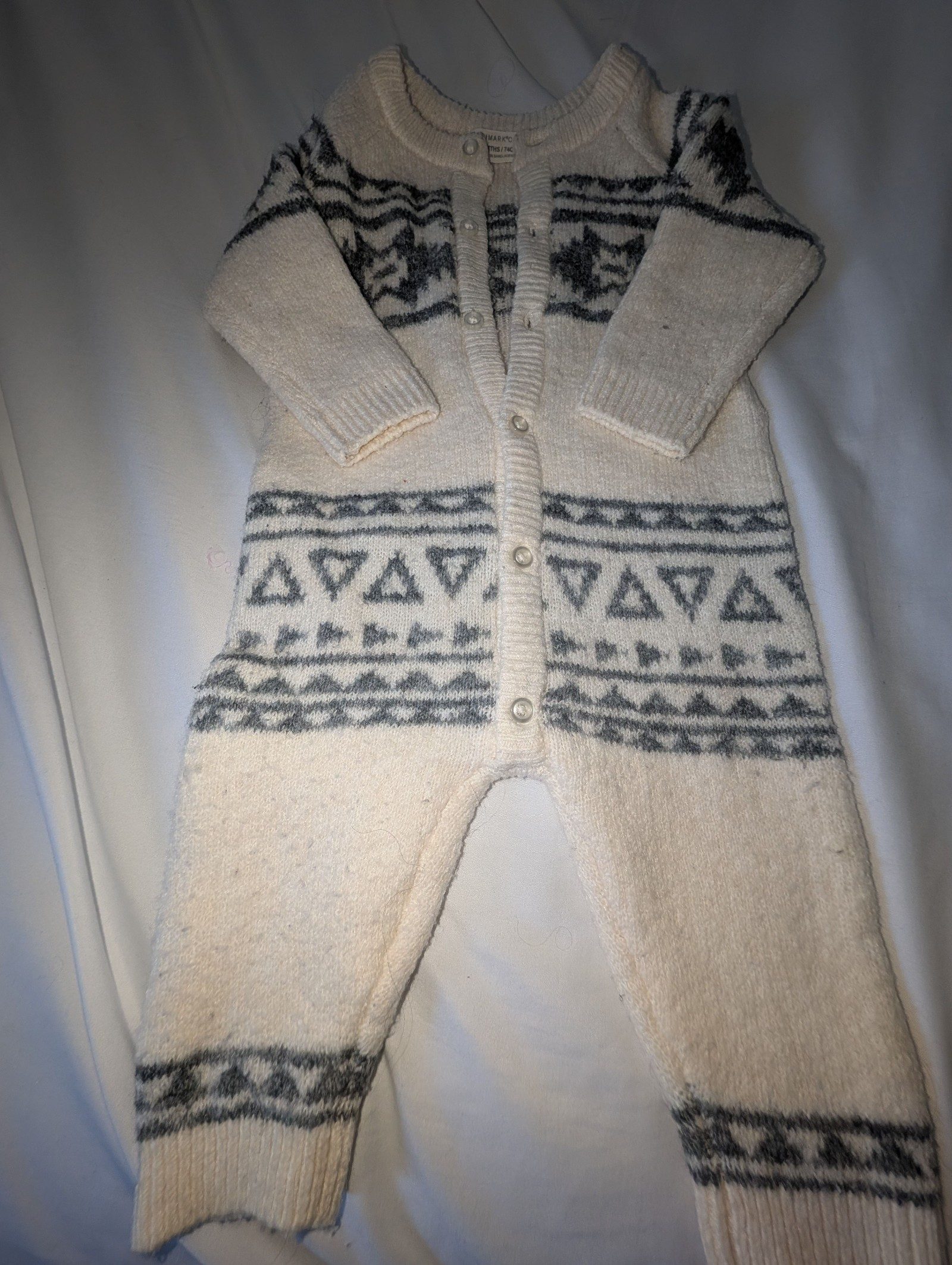Cream & Grey Baby Knit Romper