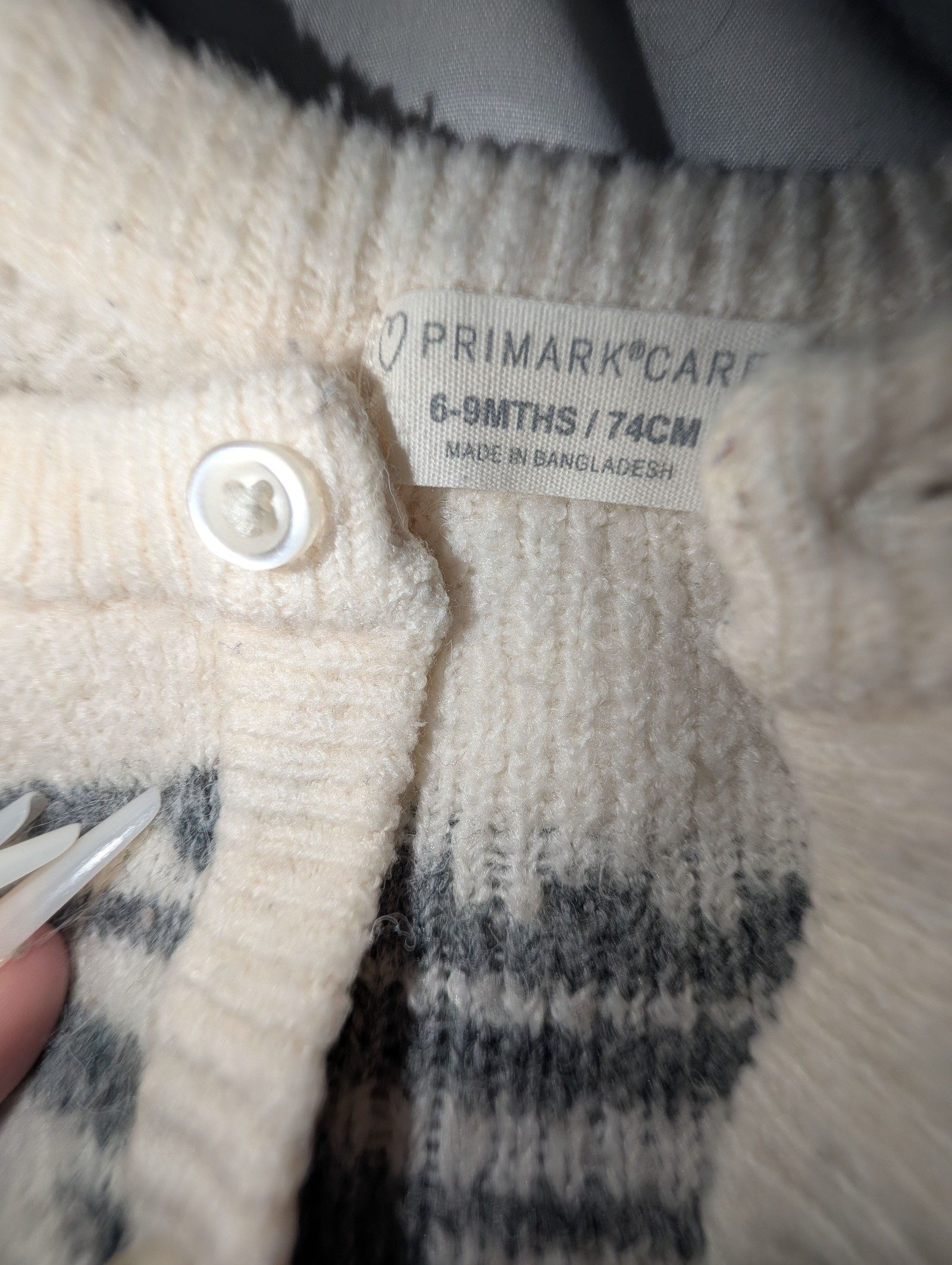 Cream & Grey Baby Knit Romper image 2
