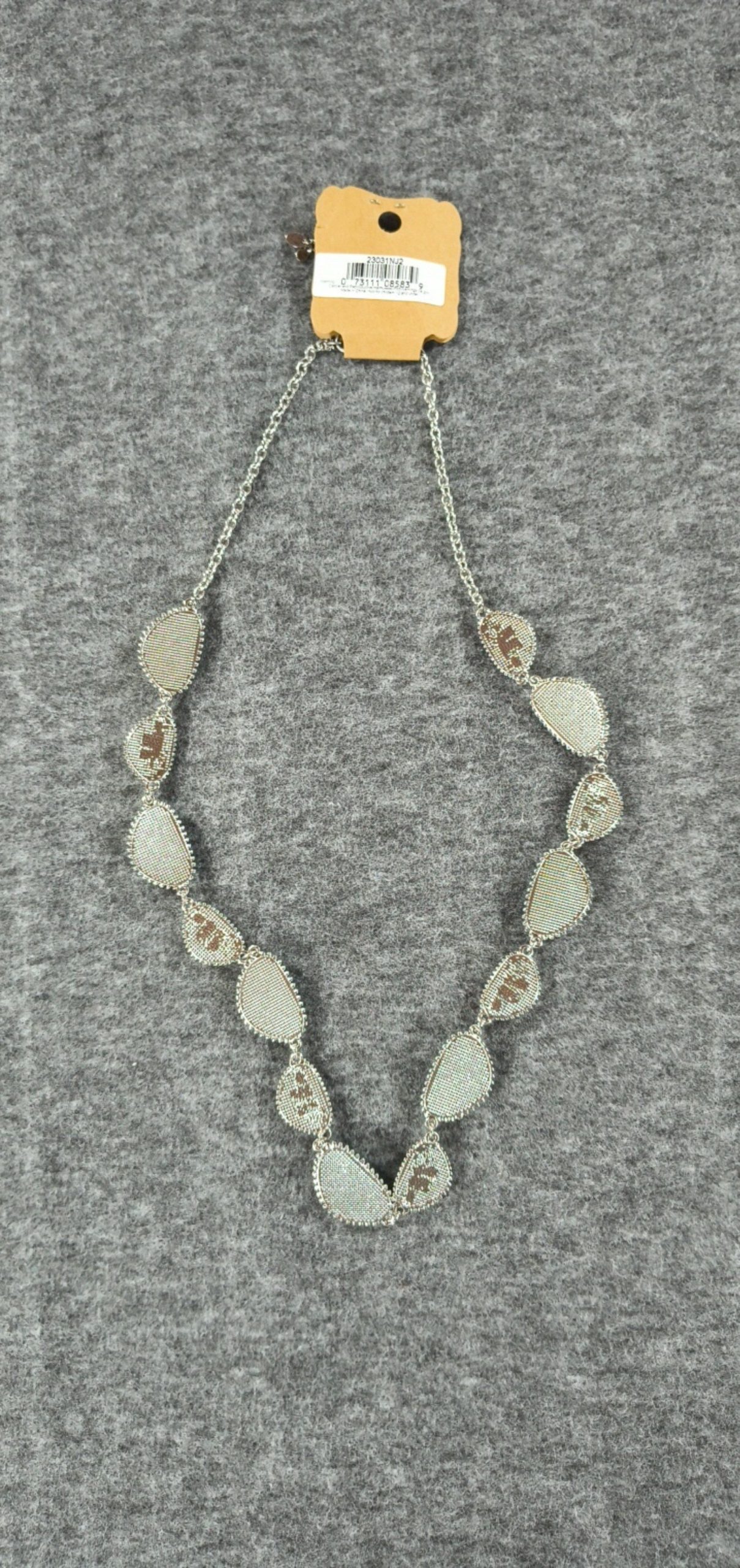 Justin Blue & White Stone Necklace Silver Tone Adjustable image 4