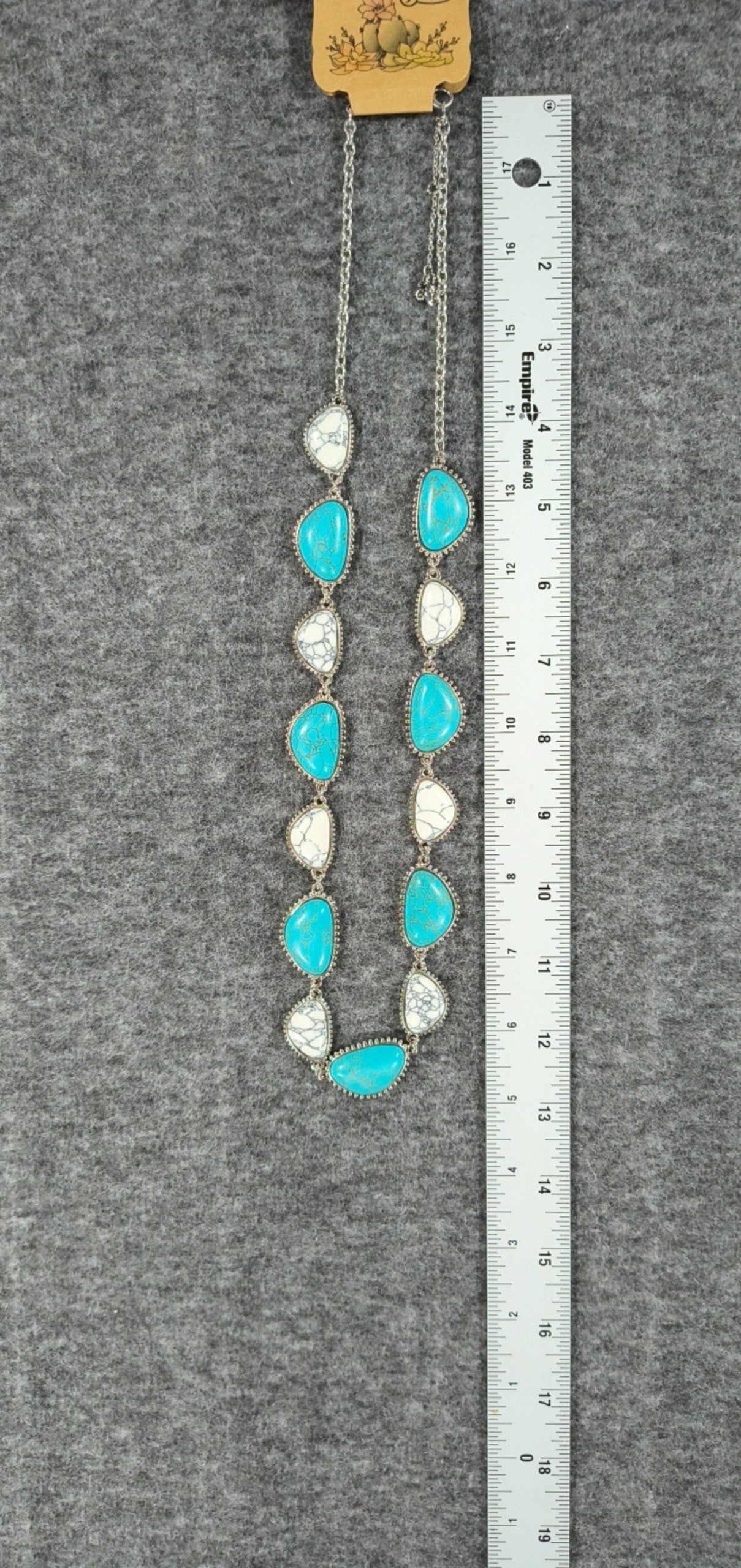 Justin Blue & White Stone Necklace Silver Tone Adjustable image 5
