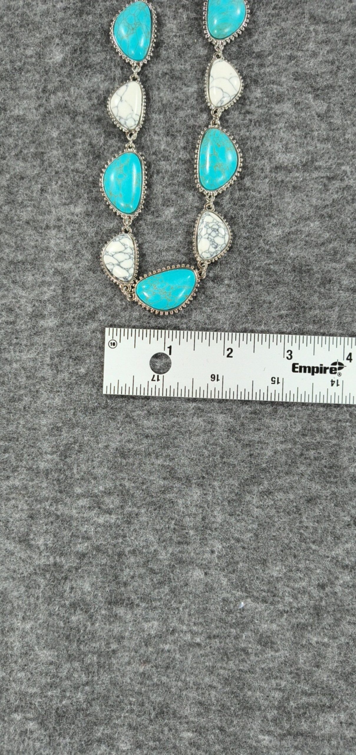 Justin Blue & White Stone Necklace Silver Tone Adjustable image 6