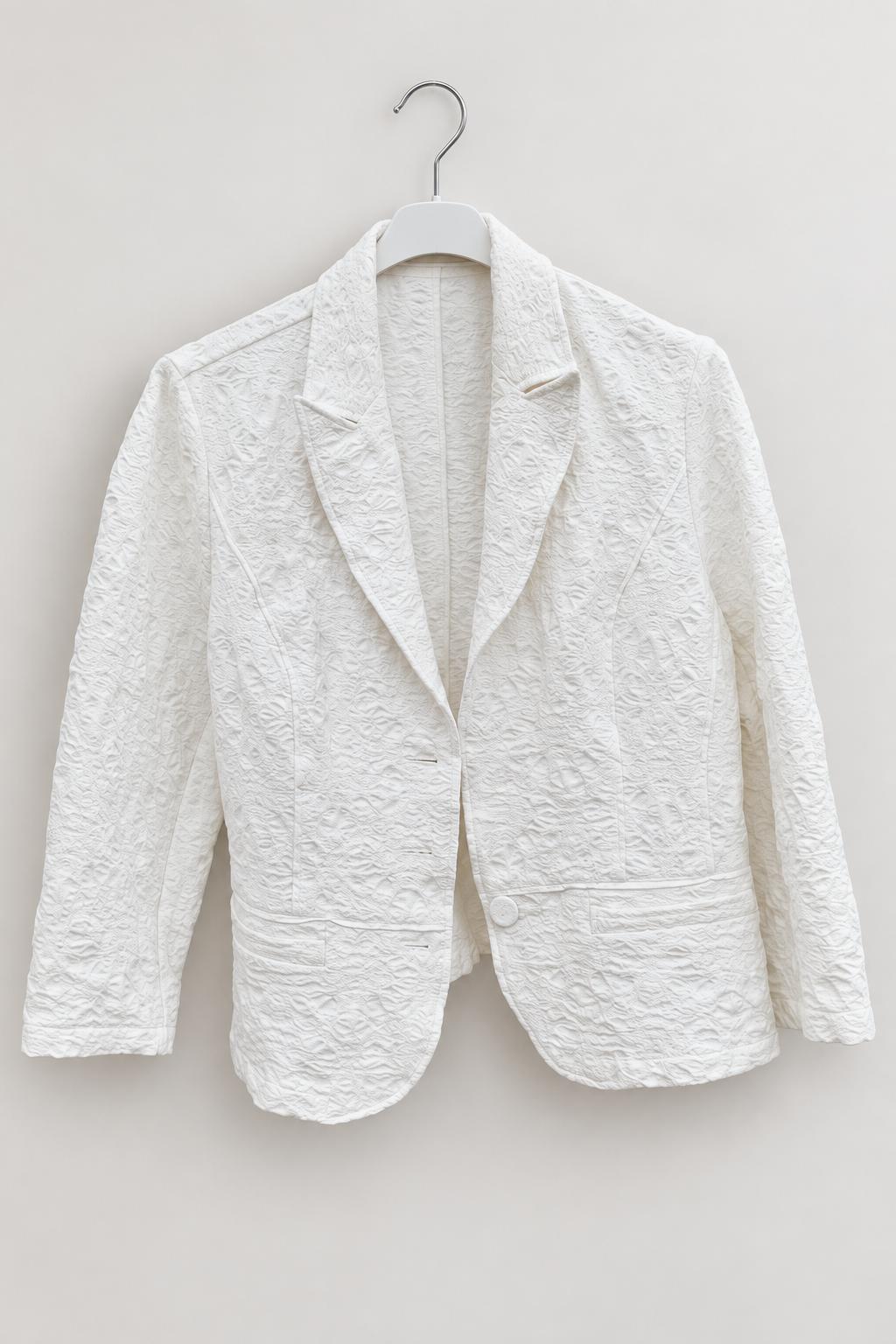Marks & Spencer Damen Weiß Blazer Große Large Jacquard Muster