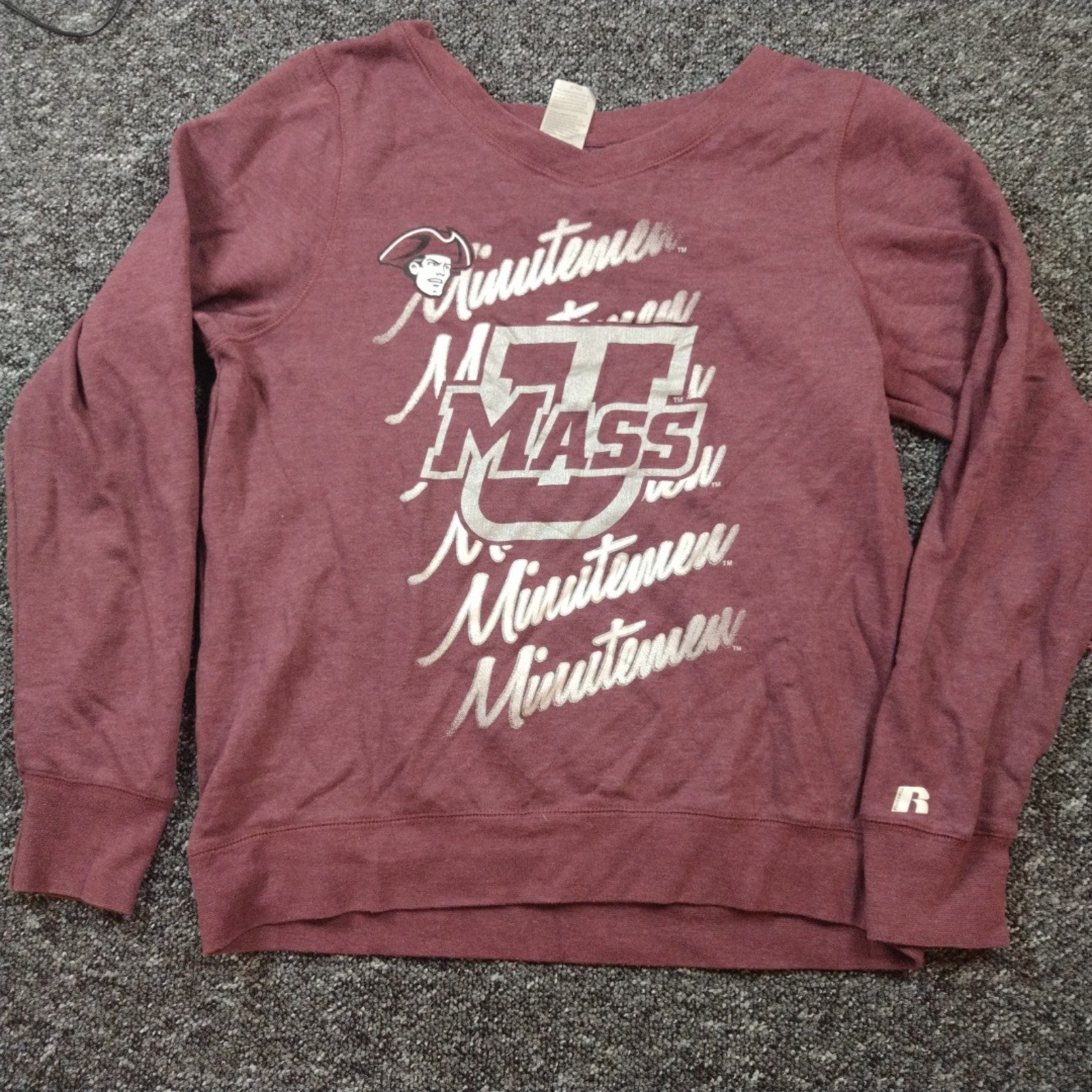 Russell Maroon UMass Minutemen Large Cotton Polyester Sweatshirt