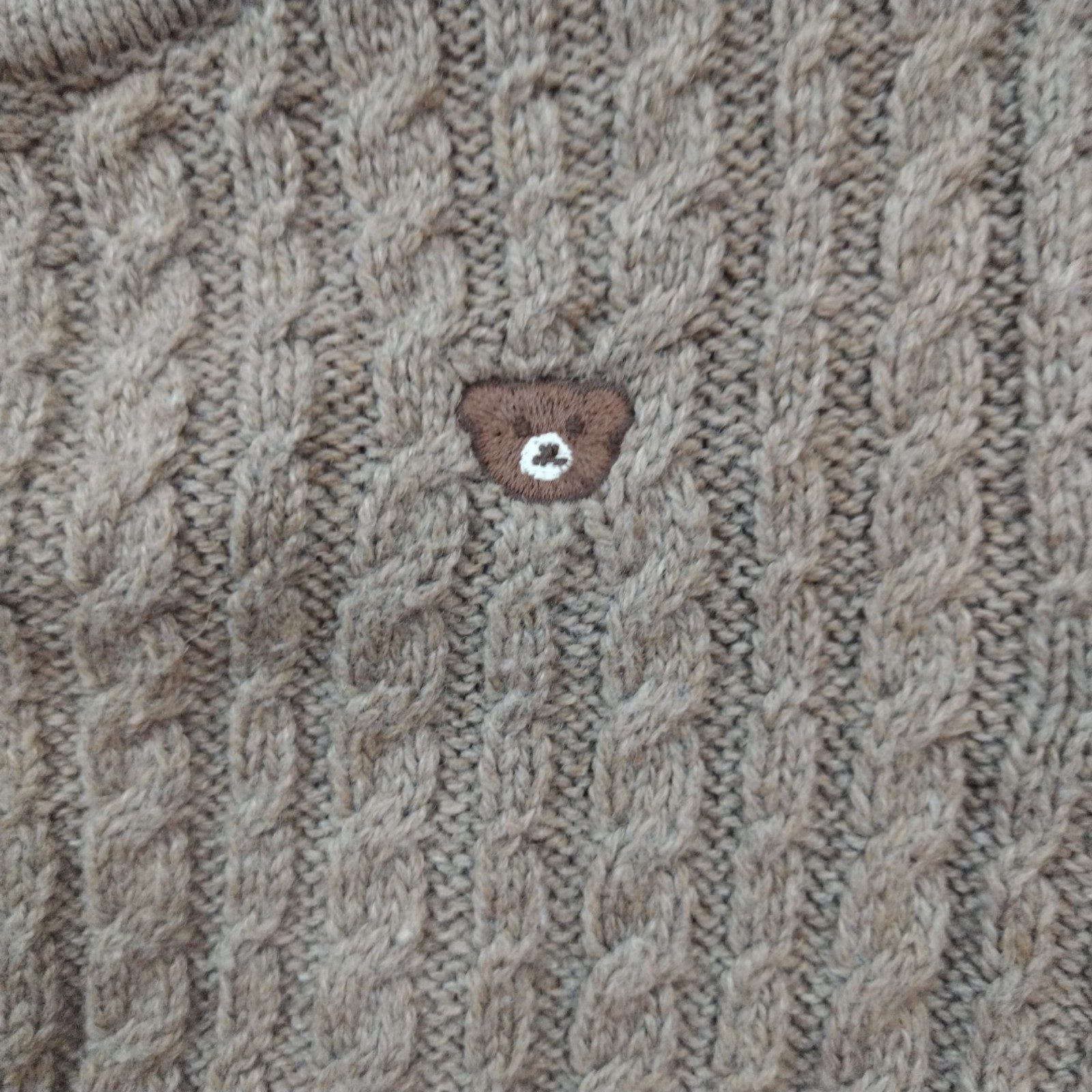 Zara Kids Brown Cable Knit Bear Patch Cardigan 5 Years 110 cm image 2