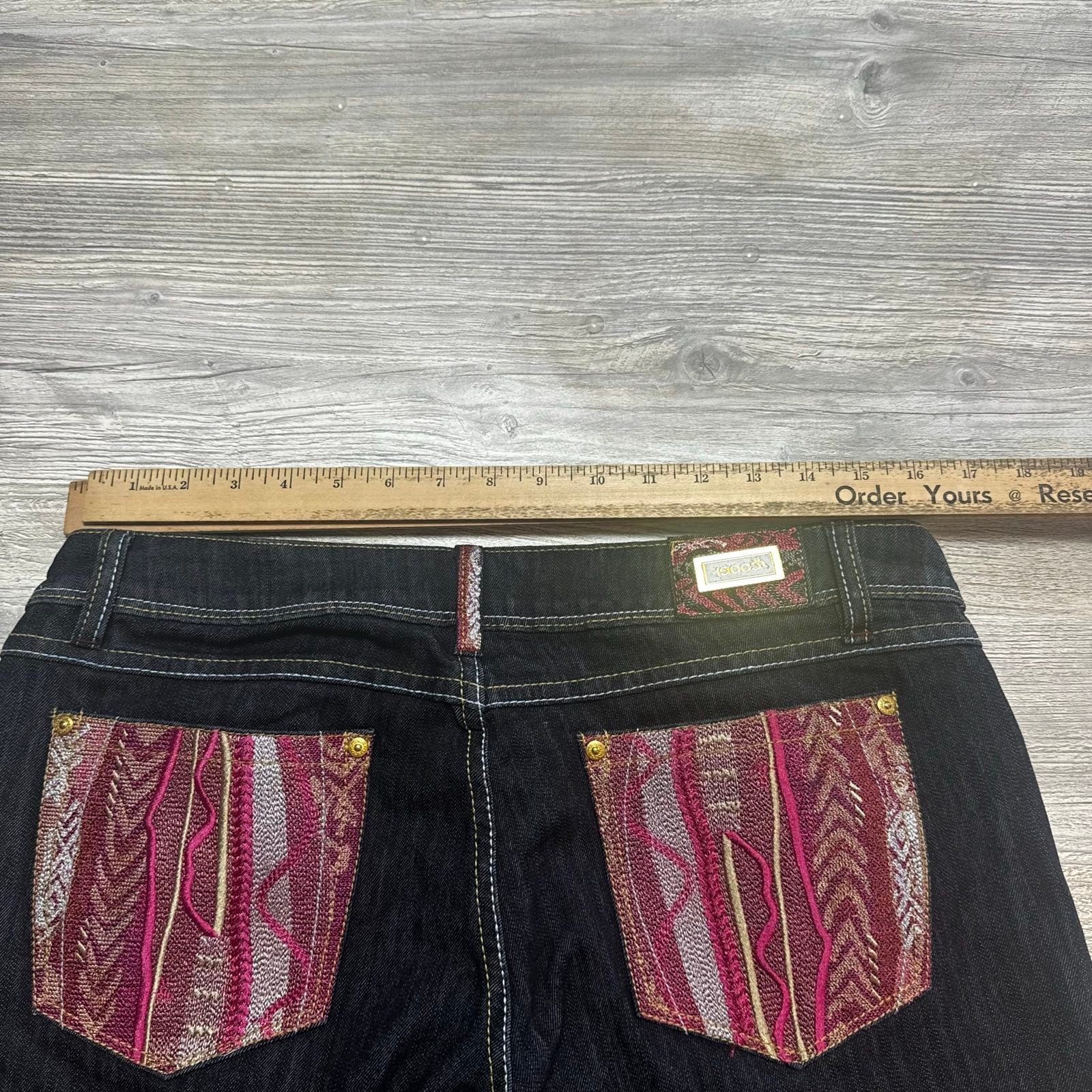 Coogi Women's Black & Pink Denim Jeans Size 13/14 Embroidered Pockets image 3
