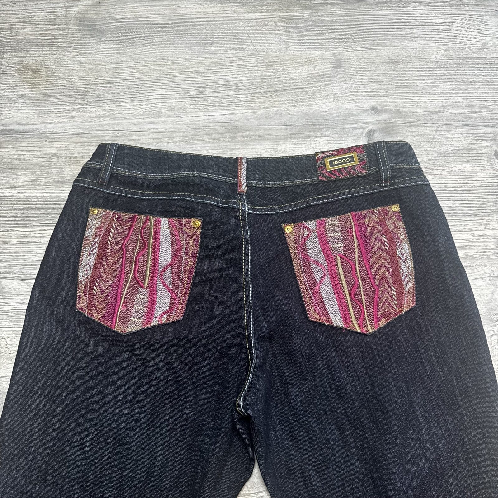 Coogi Women's Black & Pink Denim Jeans Size 13/14 Embroidered Pockets image 5