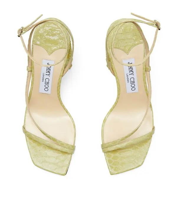 Jimmy Choo Snake-Print Leather Strappy Sandals Size 38 image 2